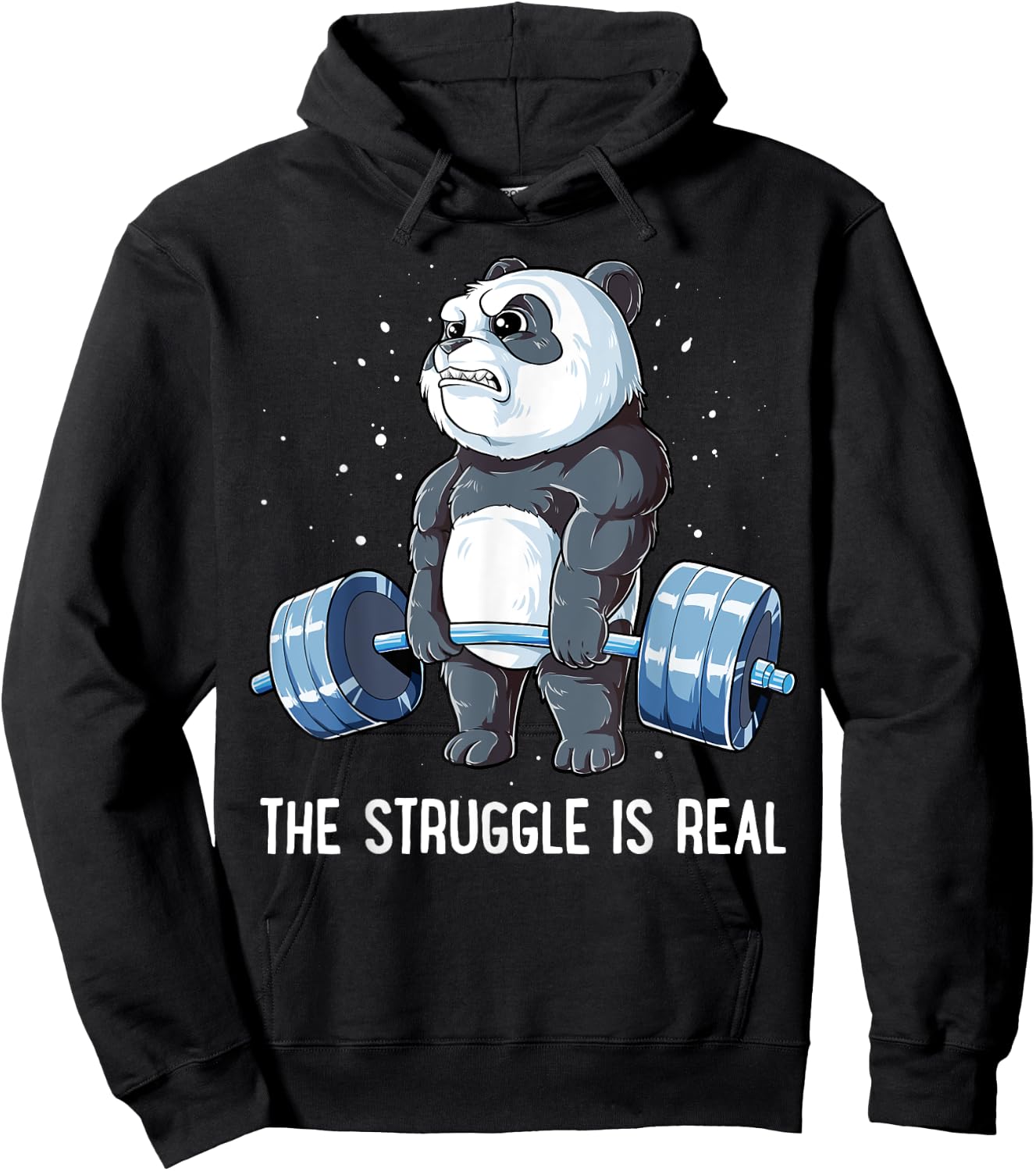 Panda The Struggle Is Real Weightlifting Fitness Gym Funny Hoodie - Hoodie | Black