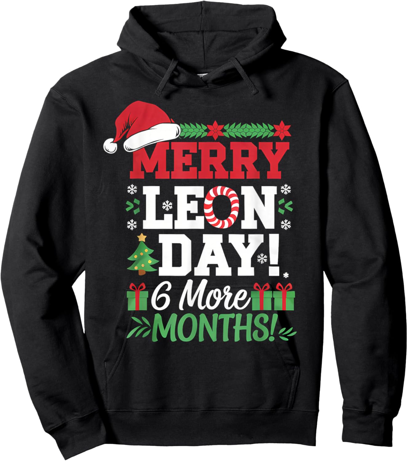 Merry Leon Day Noel Backwards Funny Christmas Countdown Hoodie - Hoodie | Black