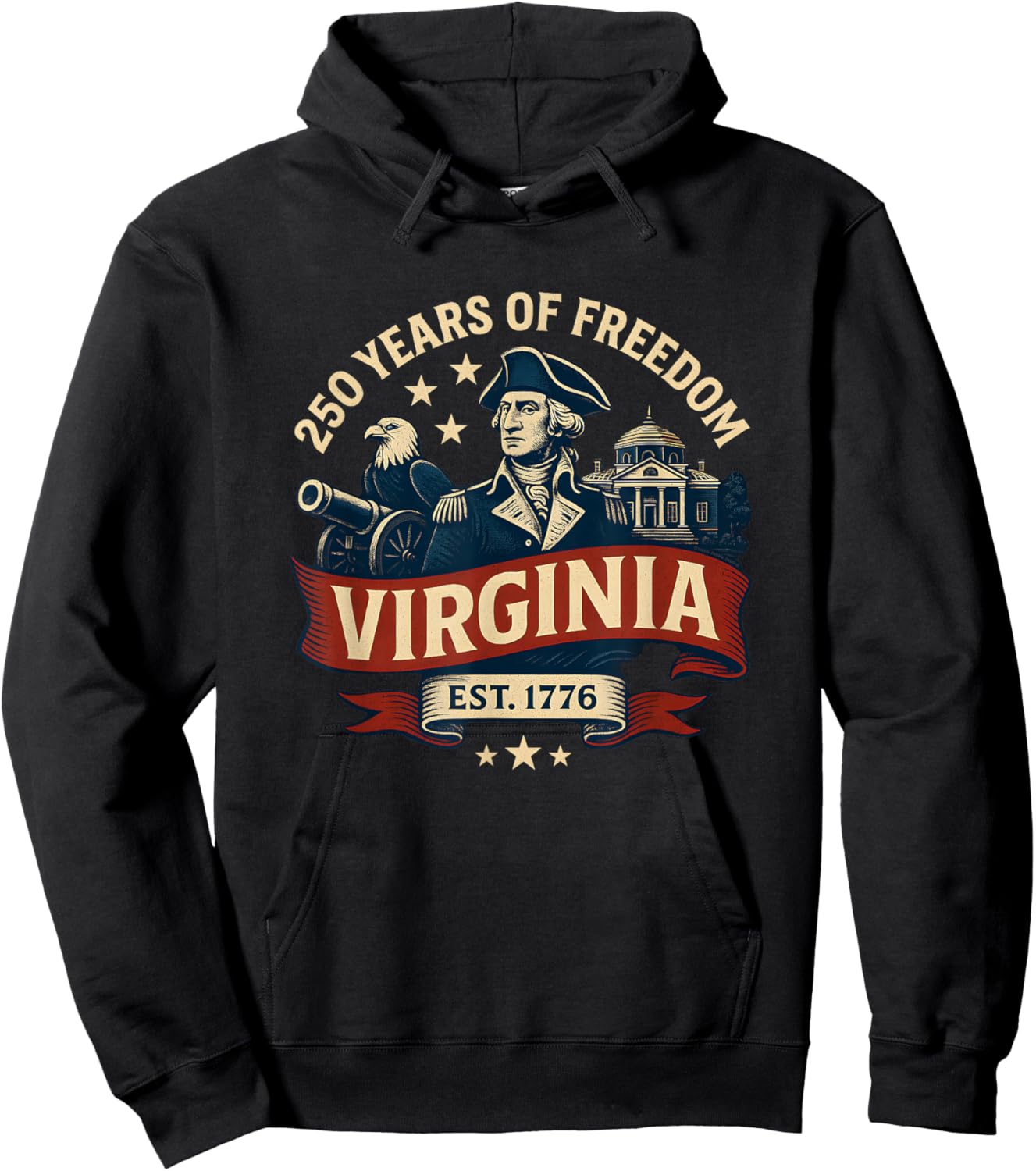250 Years of Freedom Est 1776 13 Colonies Virginia Hoodie - Hoodie | Black