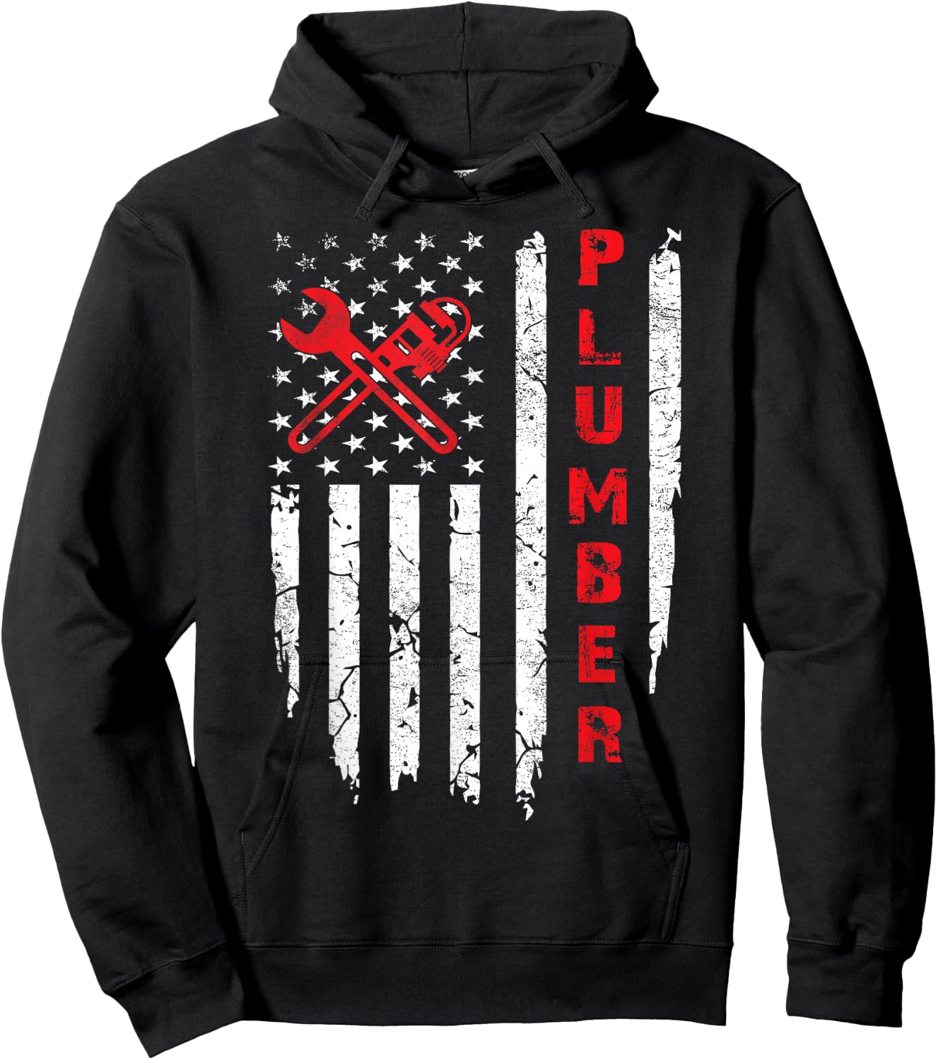 USA American Flag Plumber Men Women Plumbers Patriotic Hoodie - Hoodie | Black