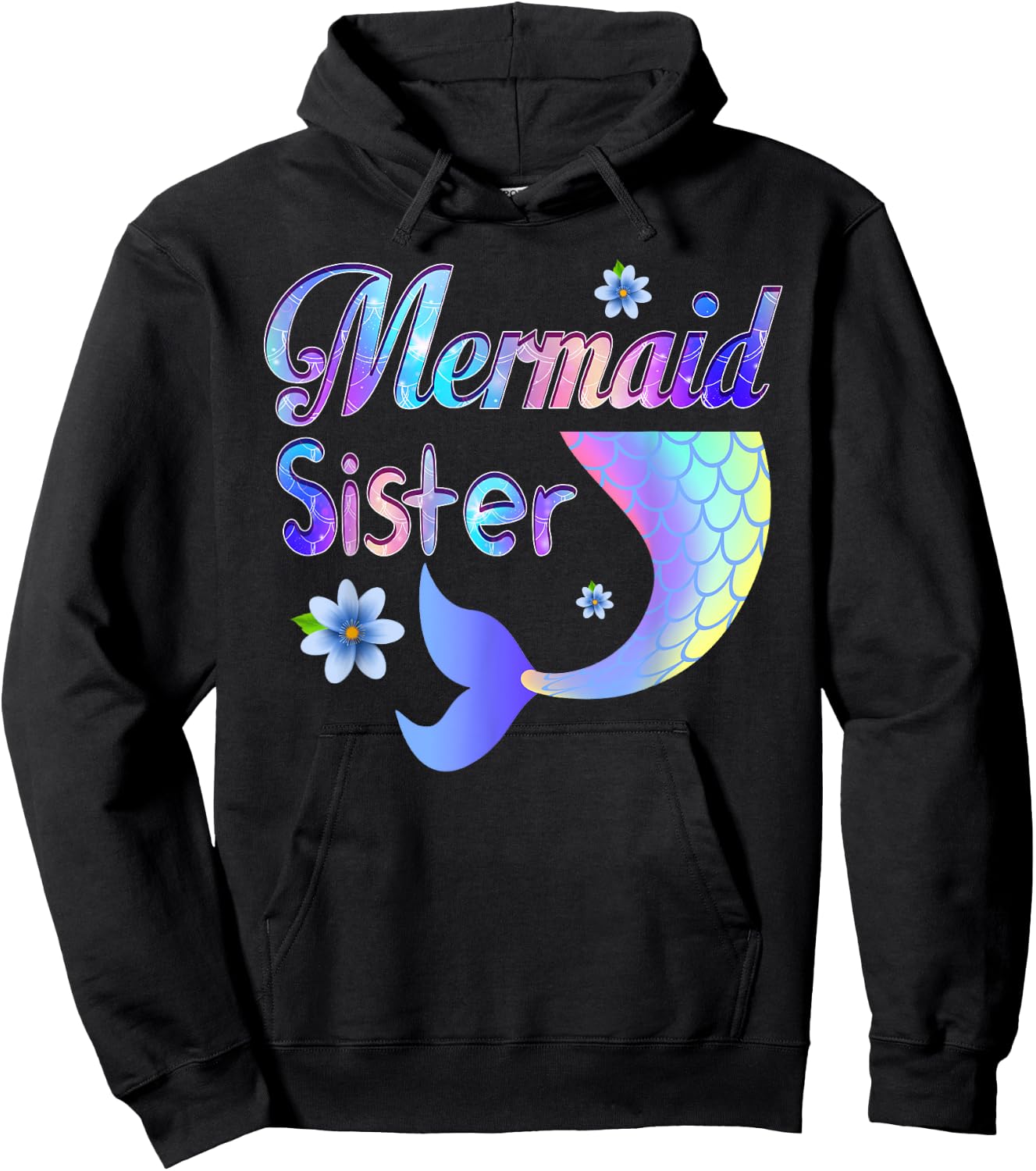 Mermaid Sister Funny Mermaid Sister Matching Party Hoodie - Hoodie | Black