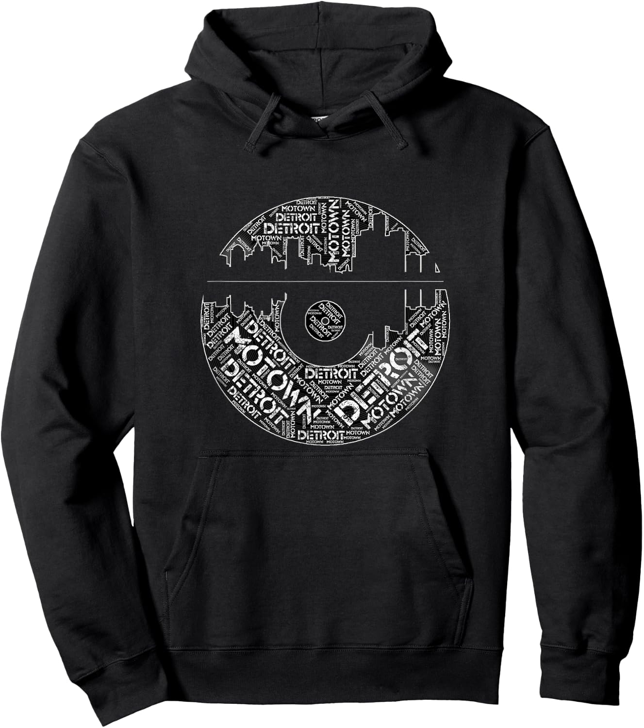 Detroit skyline record T shirt, Motown record Hoodie - Hoodie | Black