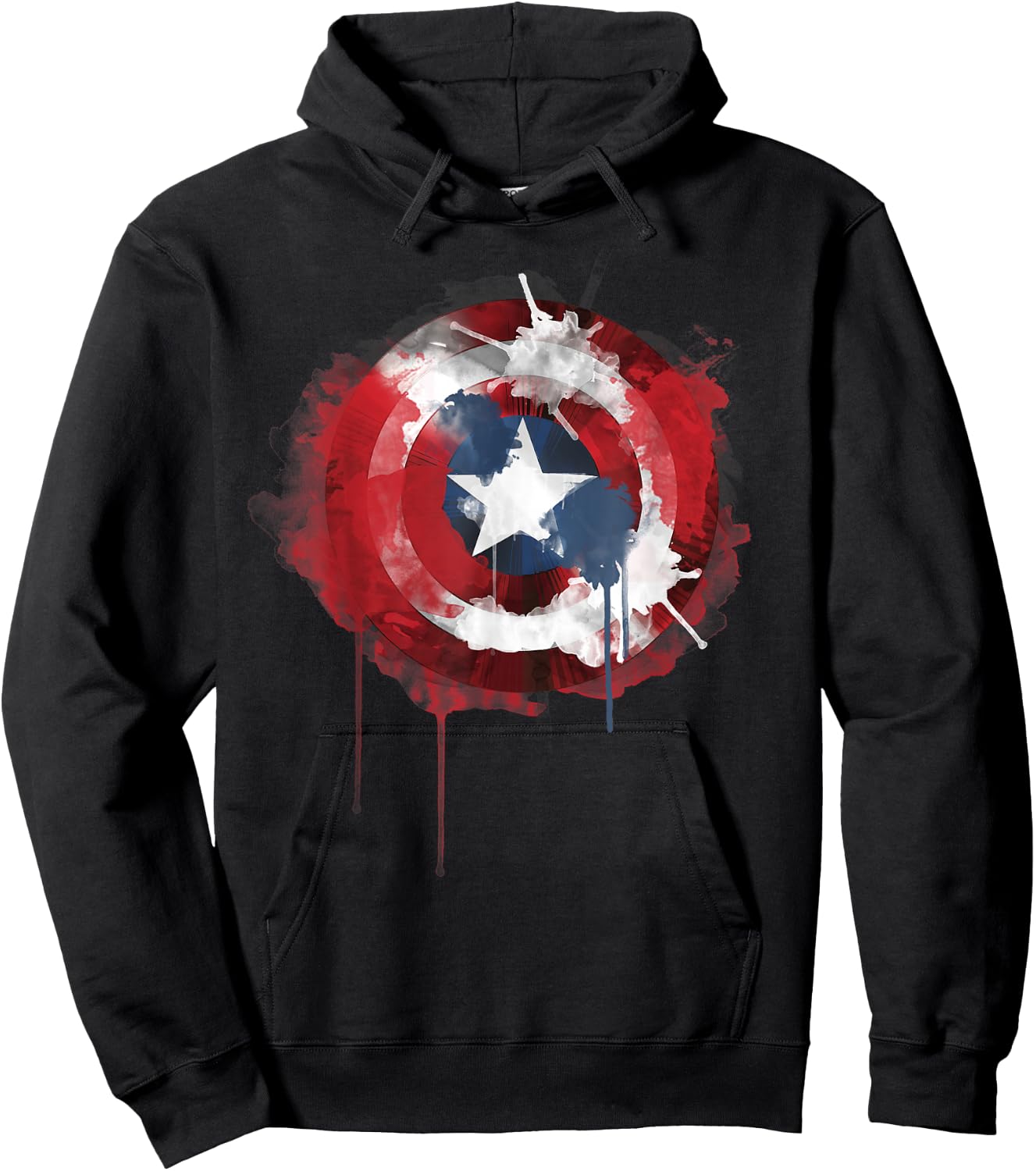 Marvel Avengers Classic Captain America Watercolor Shield Hoodie - Hoodie | Black
