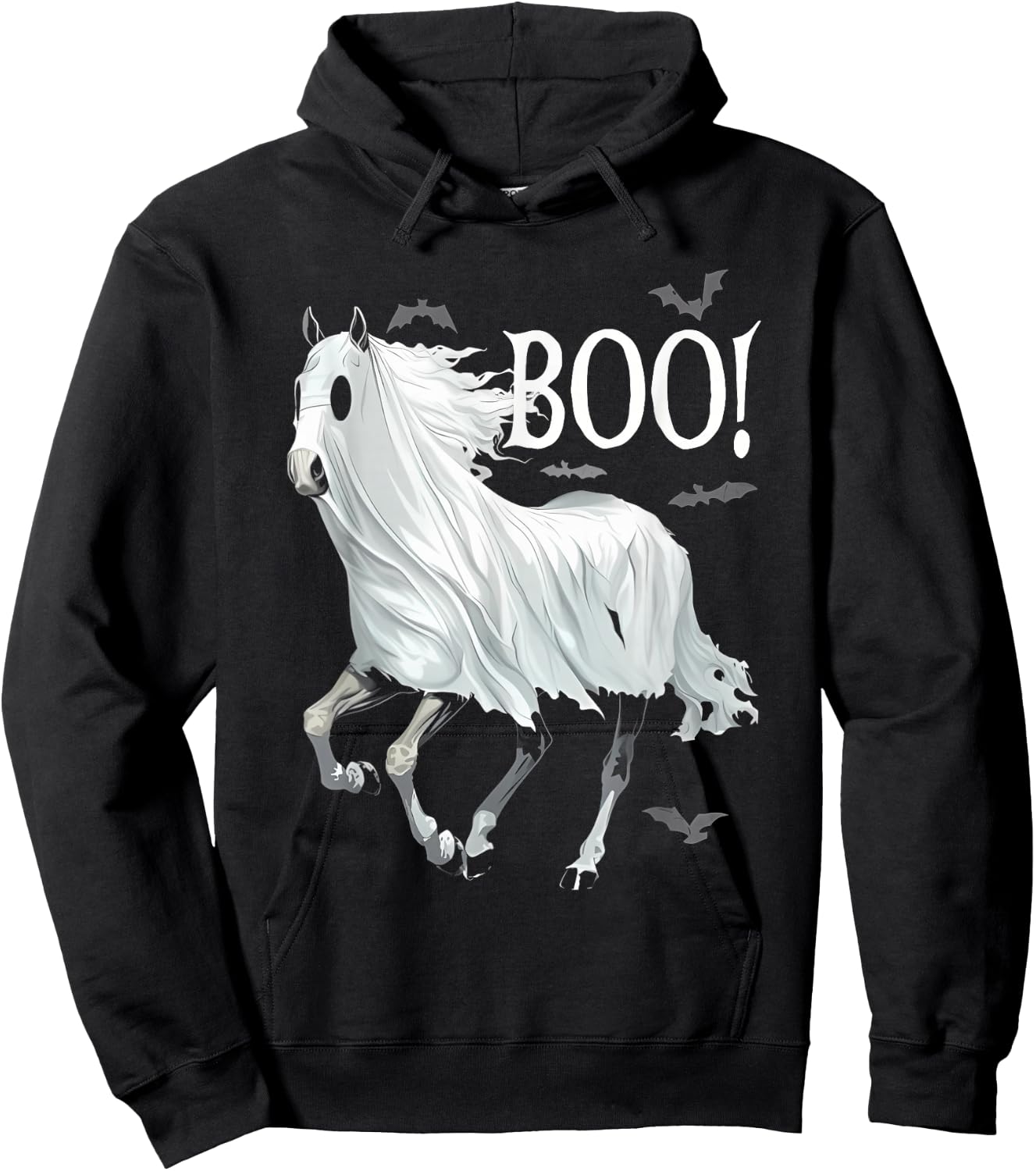 Funny Ghost Boo Horse Equestrian Lover Halloween Costume Hoodie - Hoodie | Black
