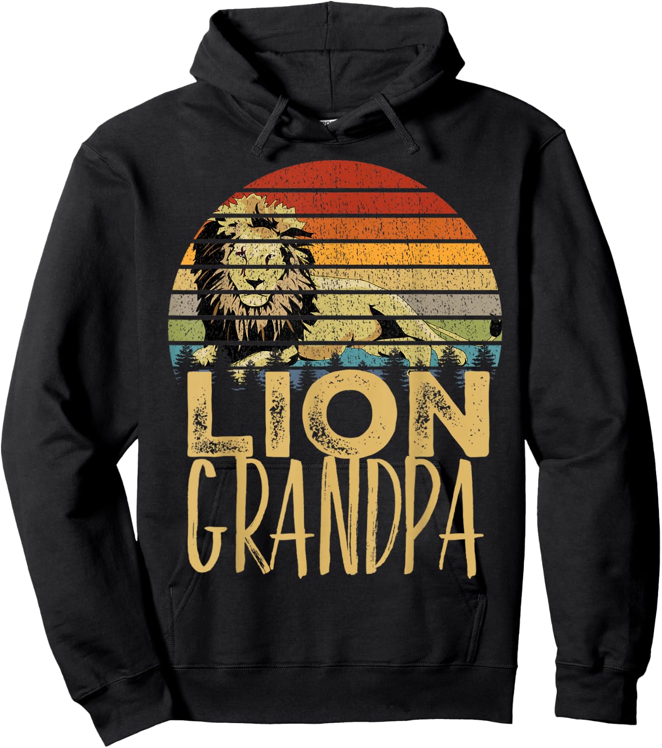 Vintage Lion Grandad Retro Distressed Gift Africa Hoodie - Hoodie | Black