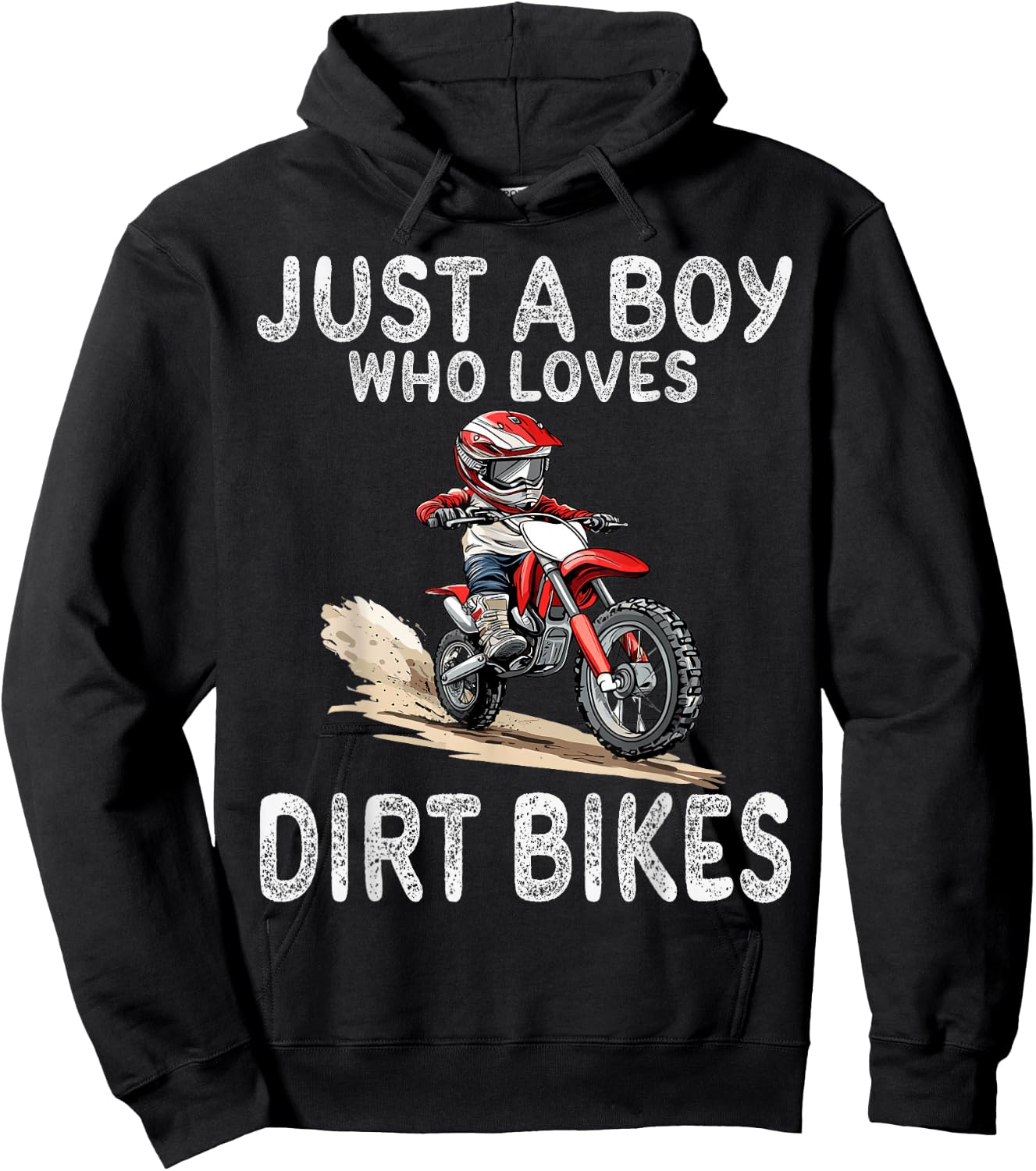 Just a boy who loves dirt bikes, Kids Dirt Bike Hoodie - Hoodie | Black