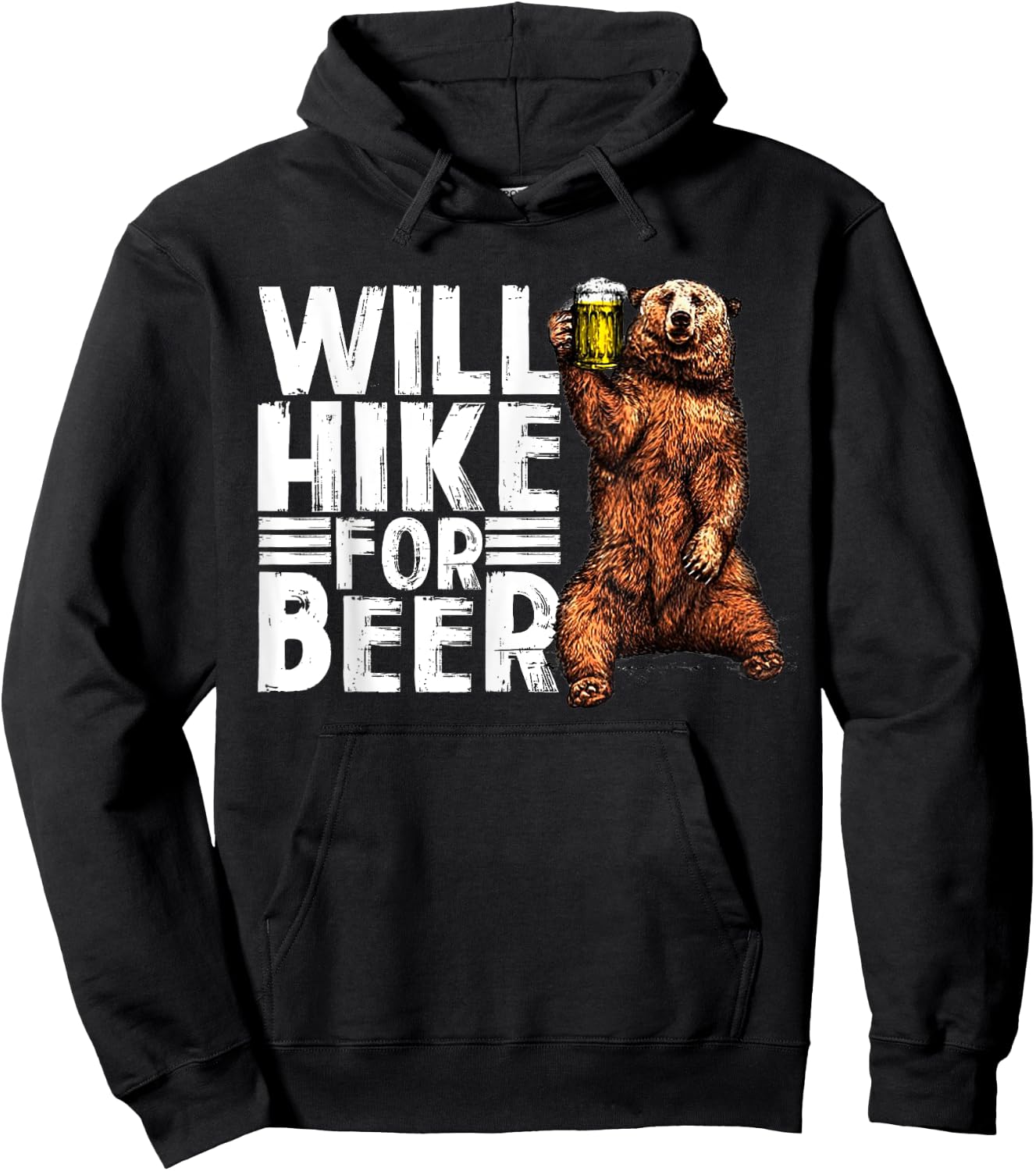 Will Hike For Beer Funny Hiking Drinking Lovers Saying Hoodie - Hoodie | Black