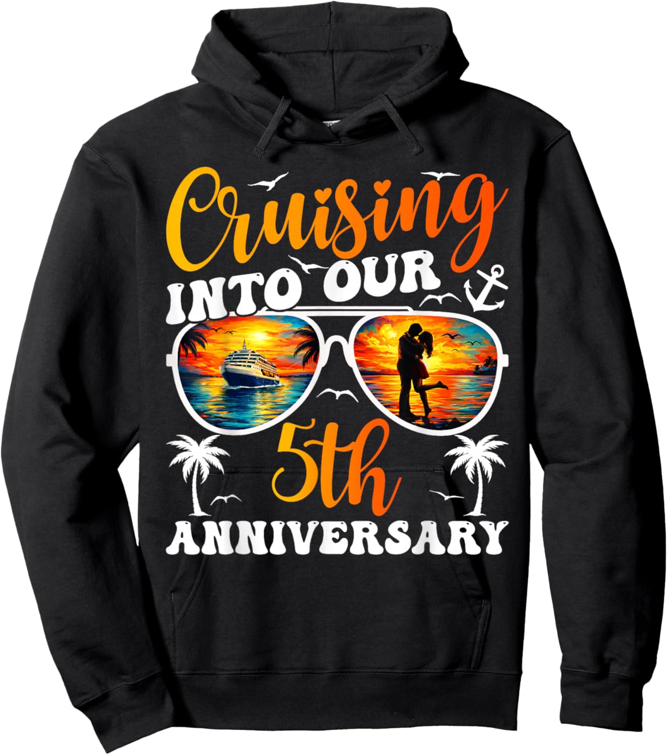 Cruising Into Our 5th Anniversary Cruise 5 Years Married Hoodie - Hoodie | Black
