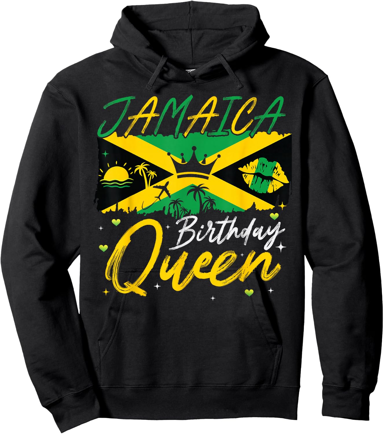 Girl Birthday Queen Jamaica Trip 2025 Bday Party Beach Hoodie - Hoodie | Black