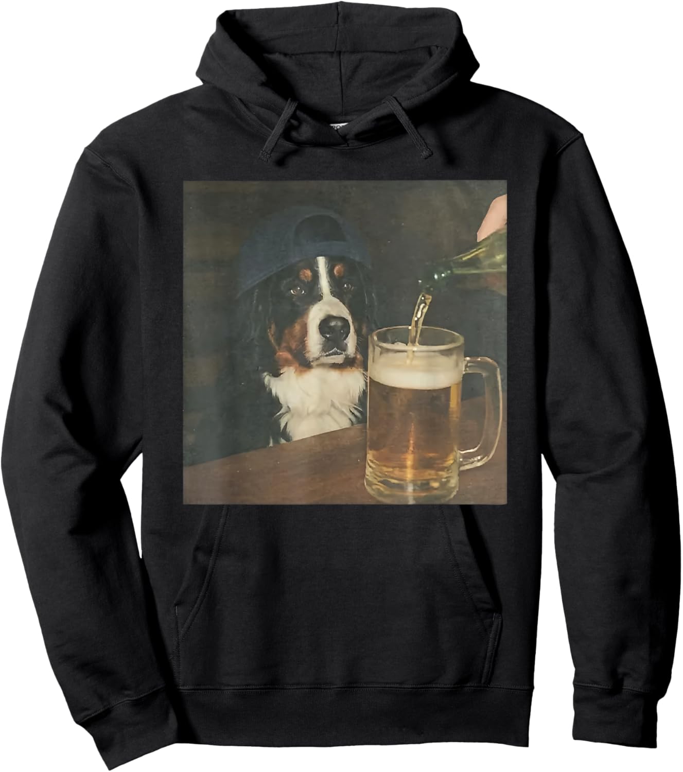 Bernese Mountain Dog Drinking Beer Hoodie - Hoodie | Black