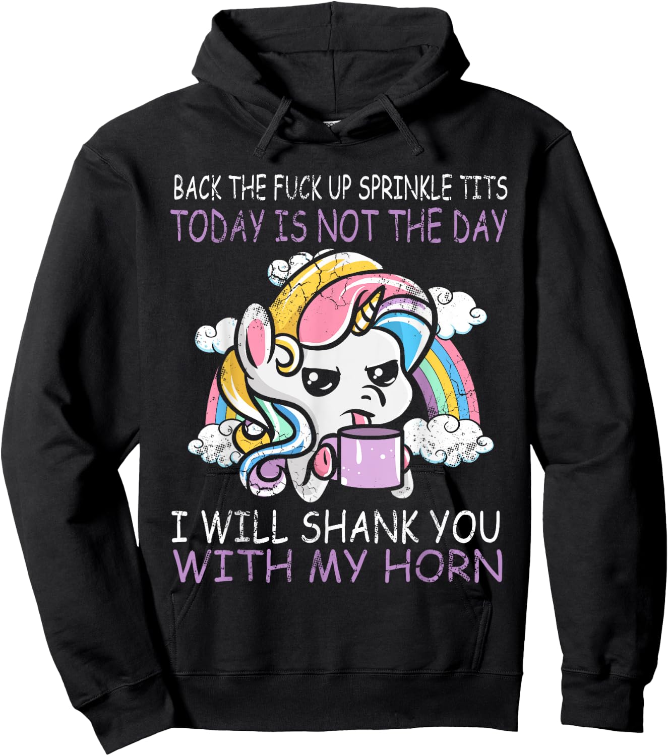 Unicorns Sprinkle Tits Funny Quotes Unicorn Humour Gift Hoodie - Hoodie | Black