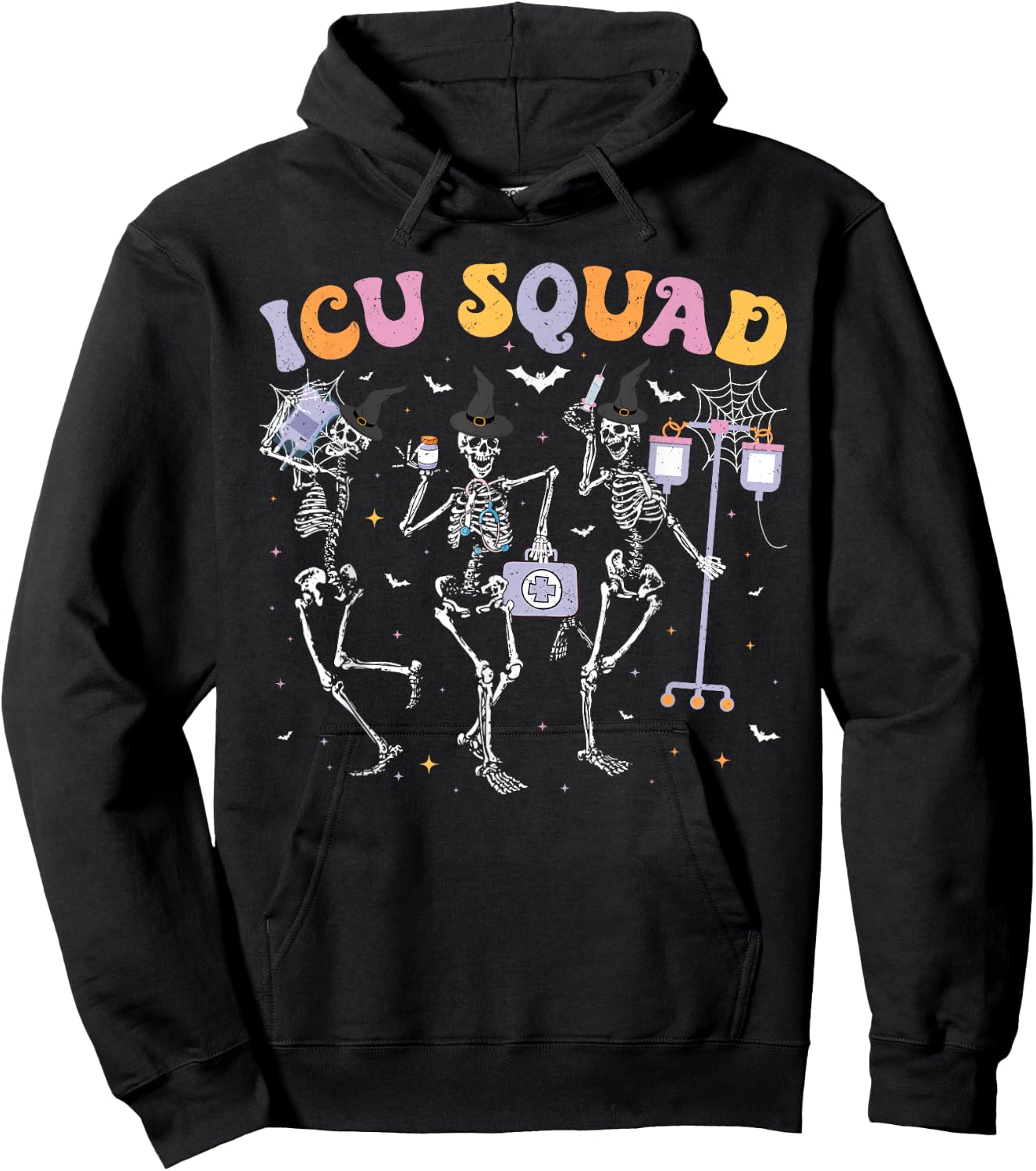 Intensive Care Unit Squad Skeleton ICU Squad Halloween Hoodie - Hoodie | Black