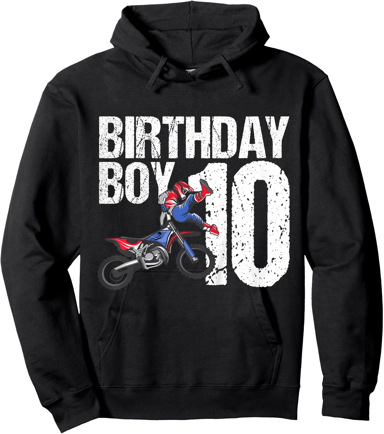 10 Year Old Dirt Bike Birthday Party Motocross MX 10th Gift Hoodie - Hoodie | Black