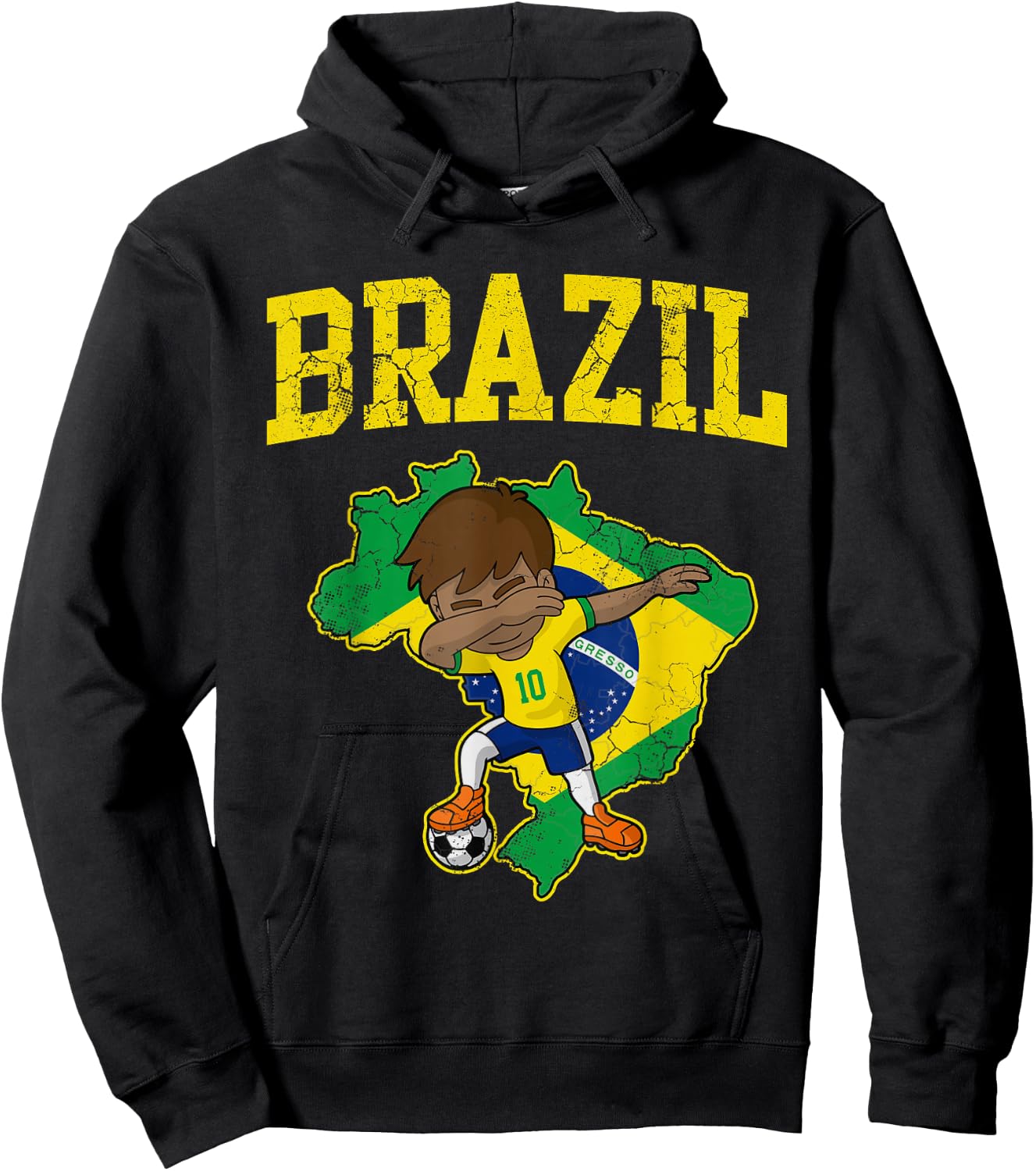 Brazil Soccer Boy Brazilian Football Dabbing Kid Men Women Hoodie - Hoodie | Black