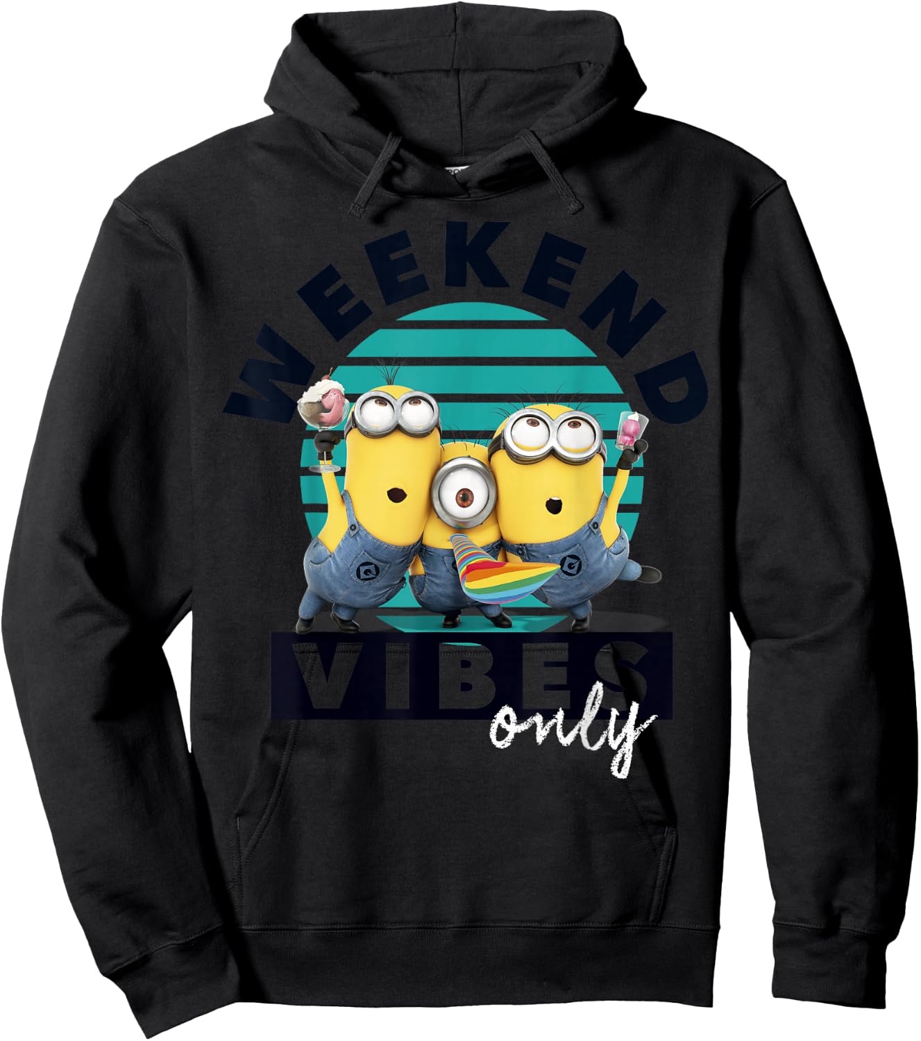 Despicable Me Minions Weekend Vibes Only Graphic Hoodie - Hoodie | Black
