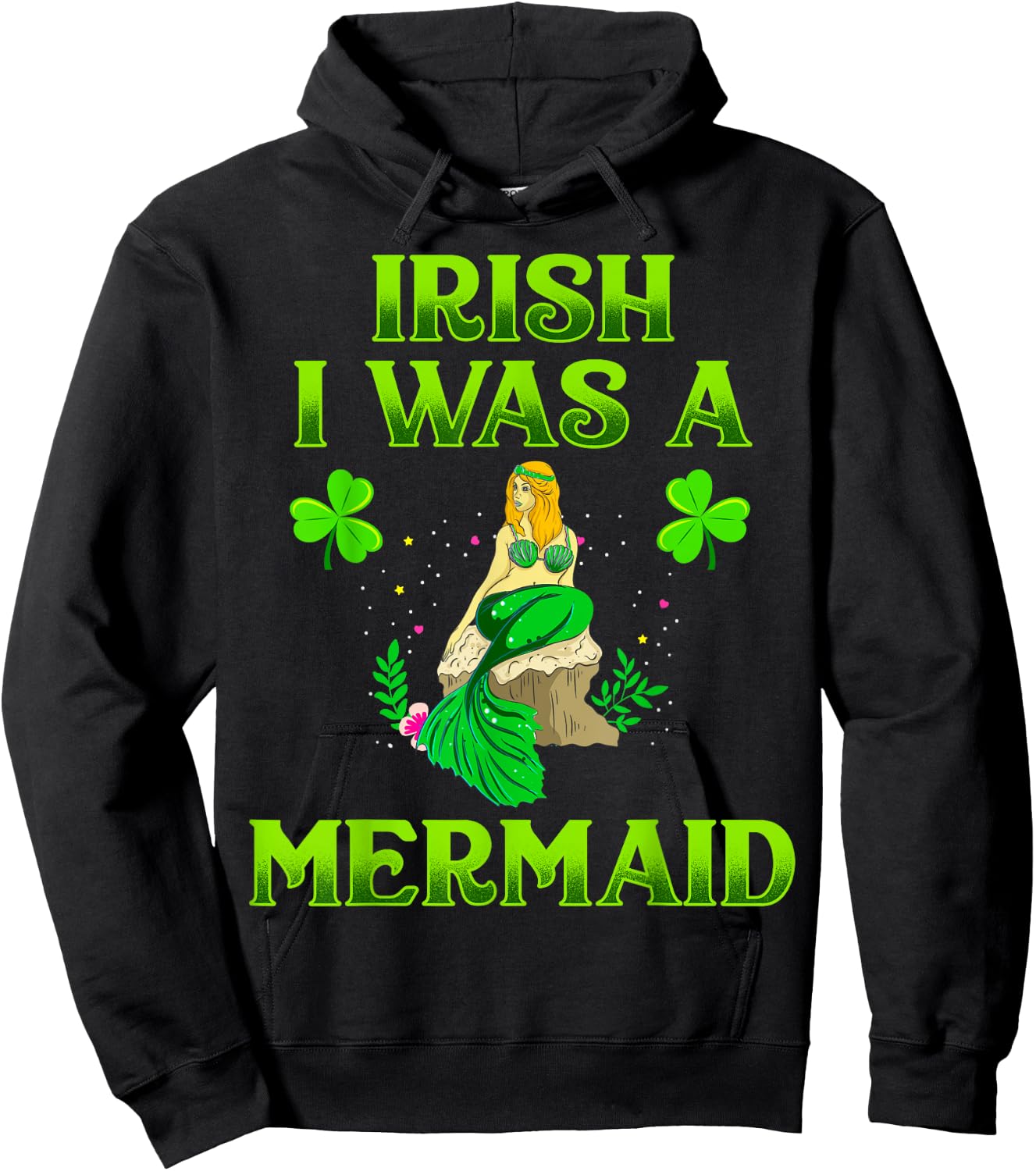 Irish I Was A Mermaid Shirt For Girls St Patricks Day Gifts Hoodie - Hoodie | Black