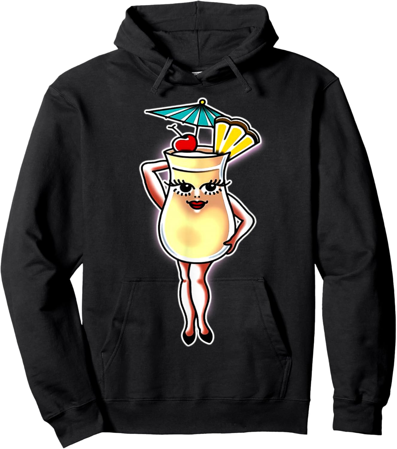 Pina Colada Pineapple Coconut Lady Drink Hoodie - Hoodie | Black