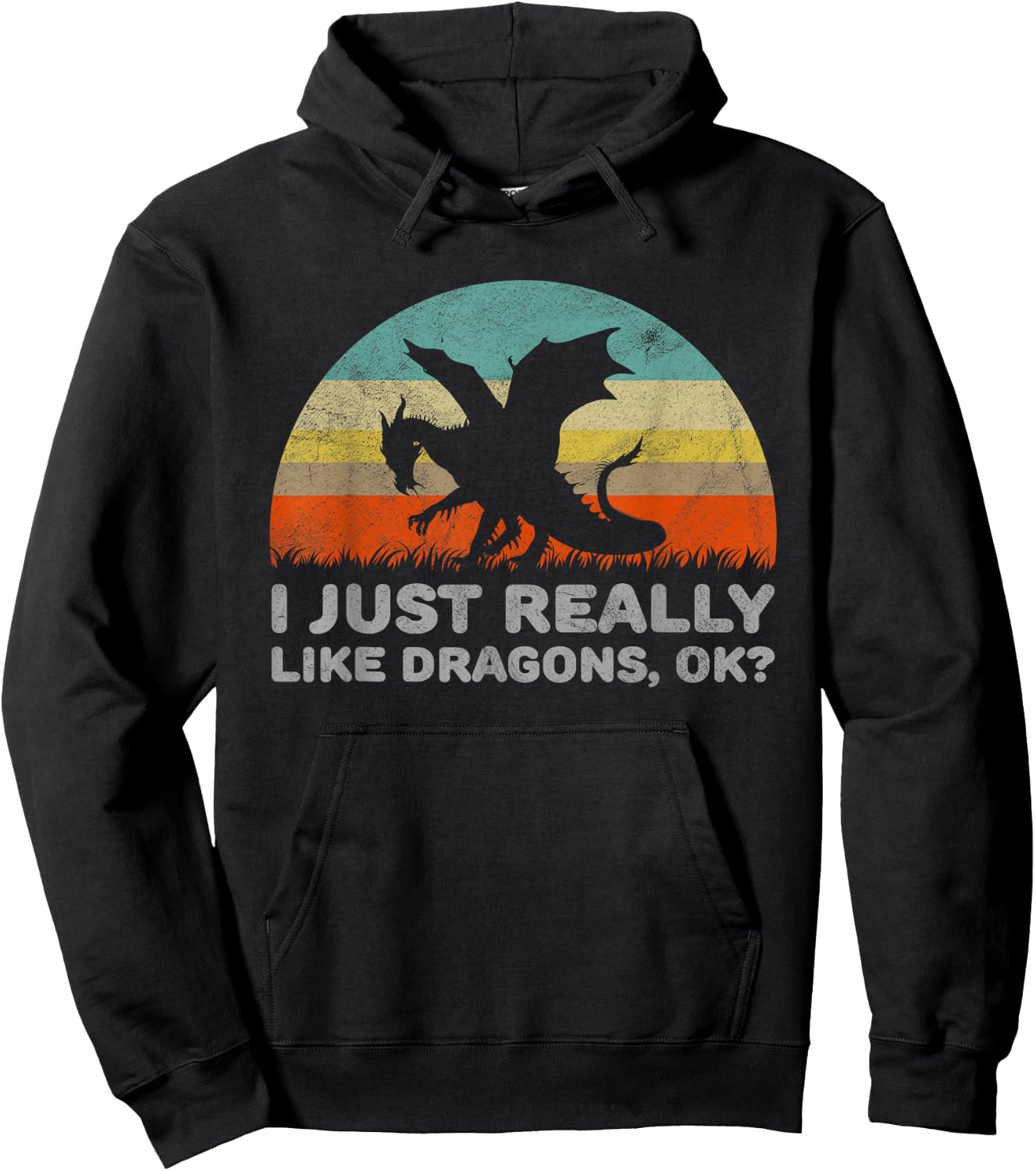 Funny I Just Really Like Dragons OK Hoodie - Hoodie | Black