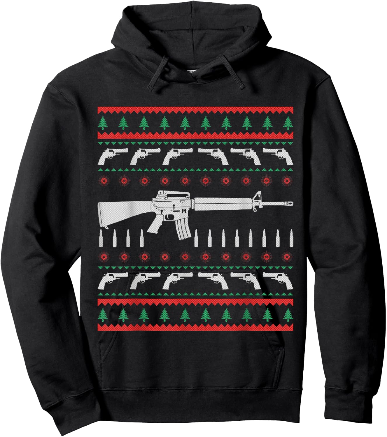 I Want Guns For Christmas Ugly Christmas Sweater Hoodie - Hoodie | Black