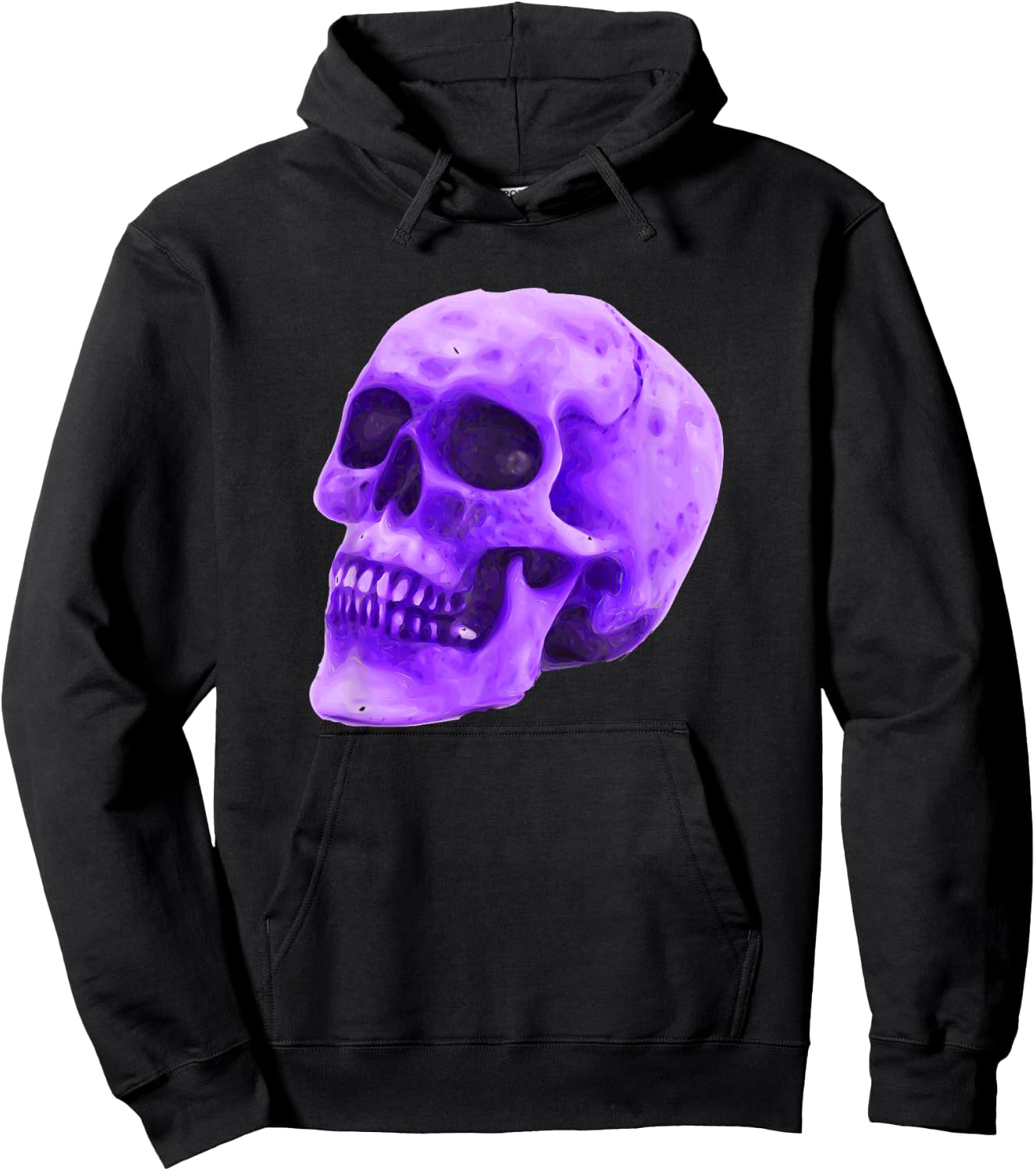 Purple Skull Biker Design Hoodie - Hoodie | Black