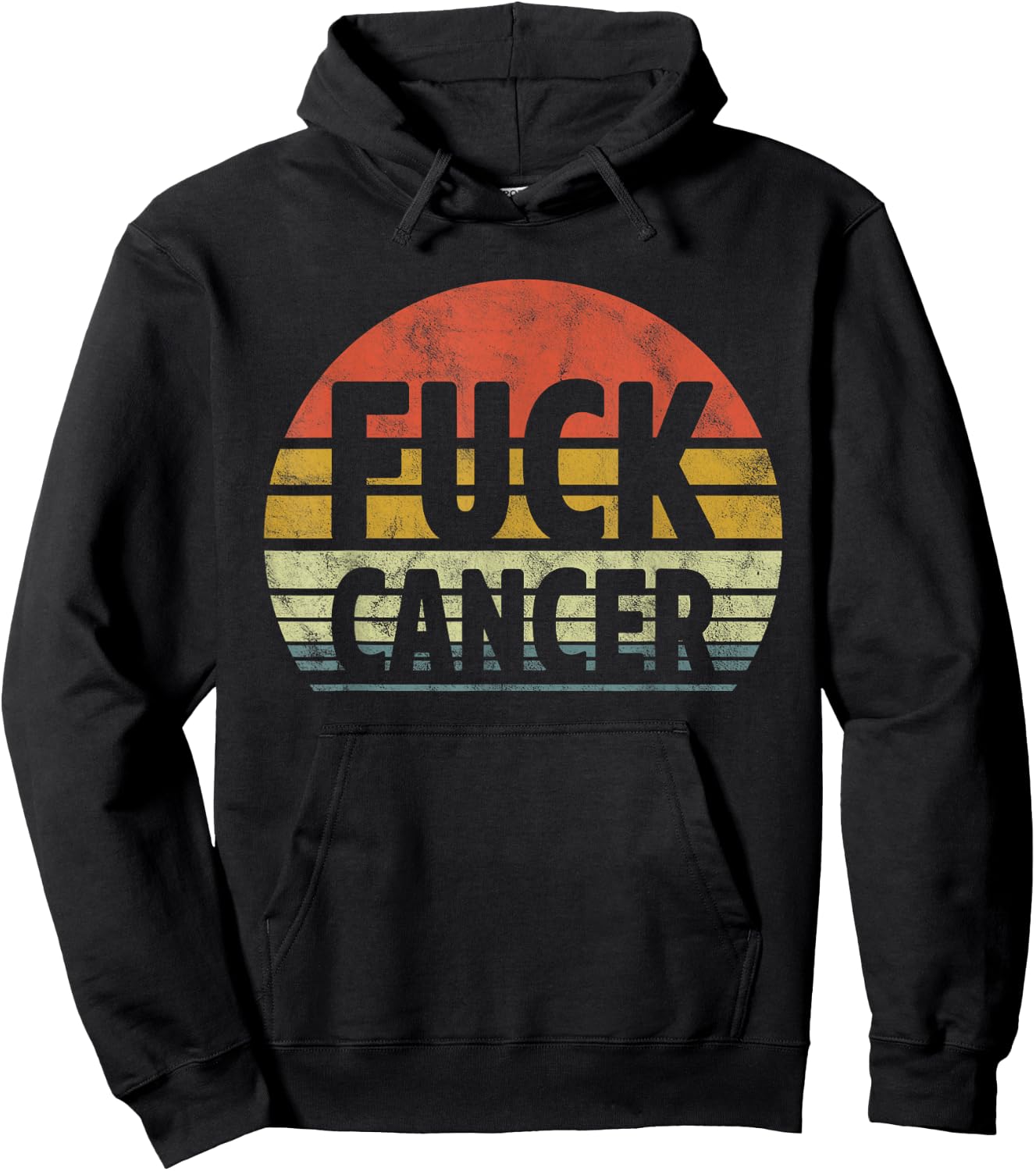Fuck Cancer Breast Cancer Awareness Gift Retro Distressed Hoodie - Hoodie | Black