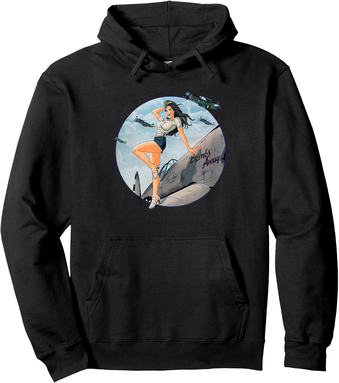 Pinup Girls Air Force Bombs Away WW2 Poster Hoodie - Hoodie | Black