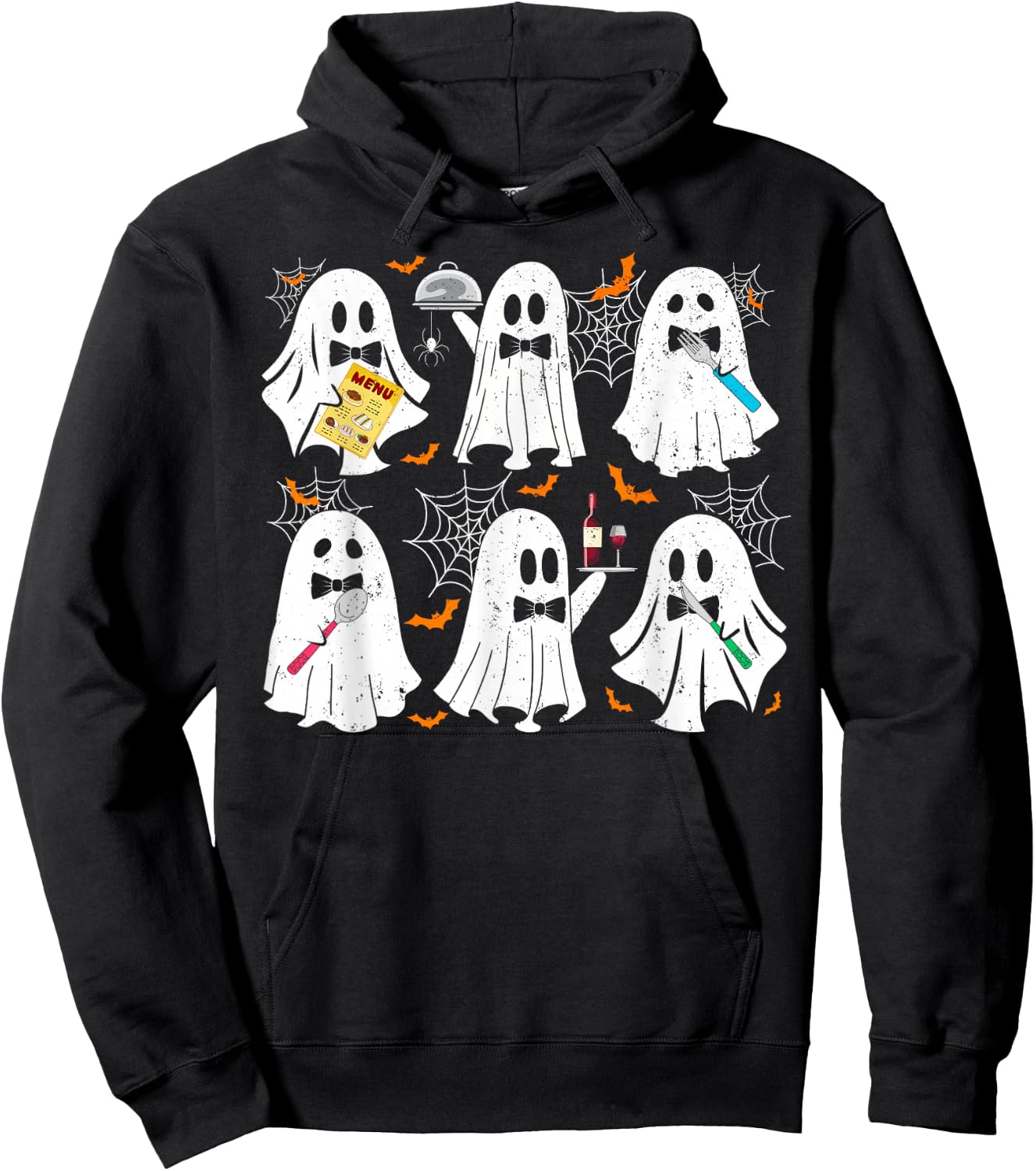 Ghost Waiter Waitress Funny Costume For Halloween Men Women Hoodie - Hoodie | Black