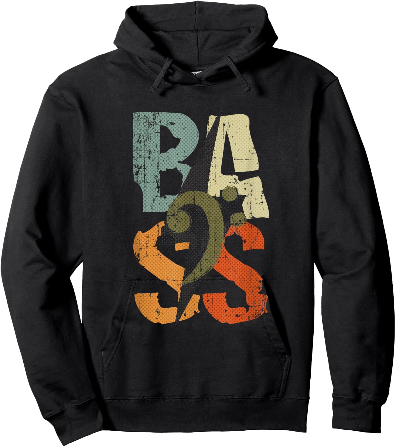 BASS Guitar Player Vintage Bass Clef for Bassist Hoodie - Hoodie | Black