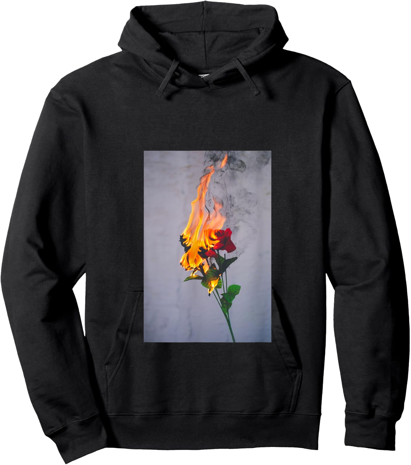 Sad Boy Sad Girl Aesthetic Burning Red Flower Pastel Hoodie - Hoodie | Black