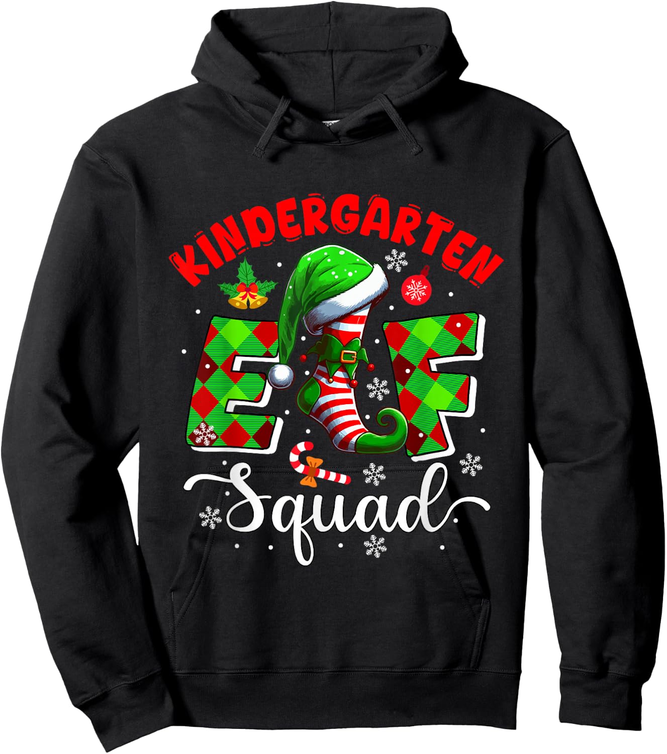 Kindergarten Elf Squad Christmas Teachers Students Team Hoodie - Hoodie | Black