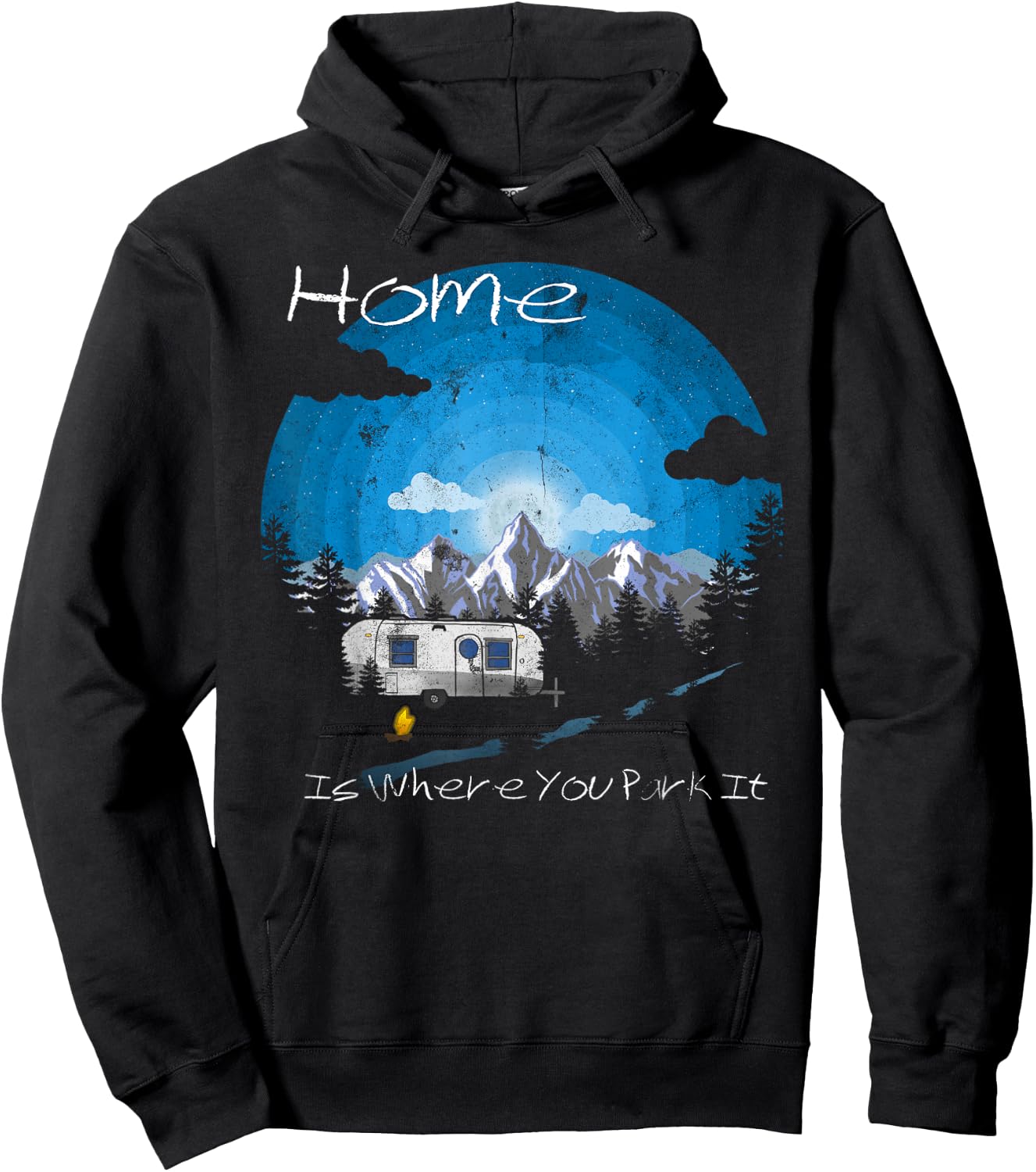 Home is Where You Park It Vintage Camping Trailer Hoodie - Hoodie | Black