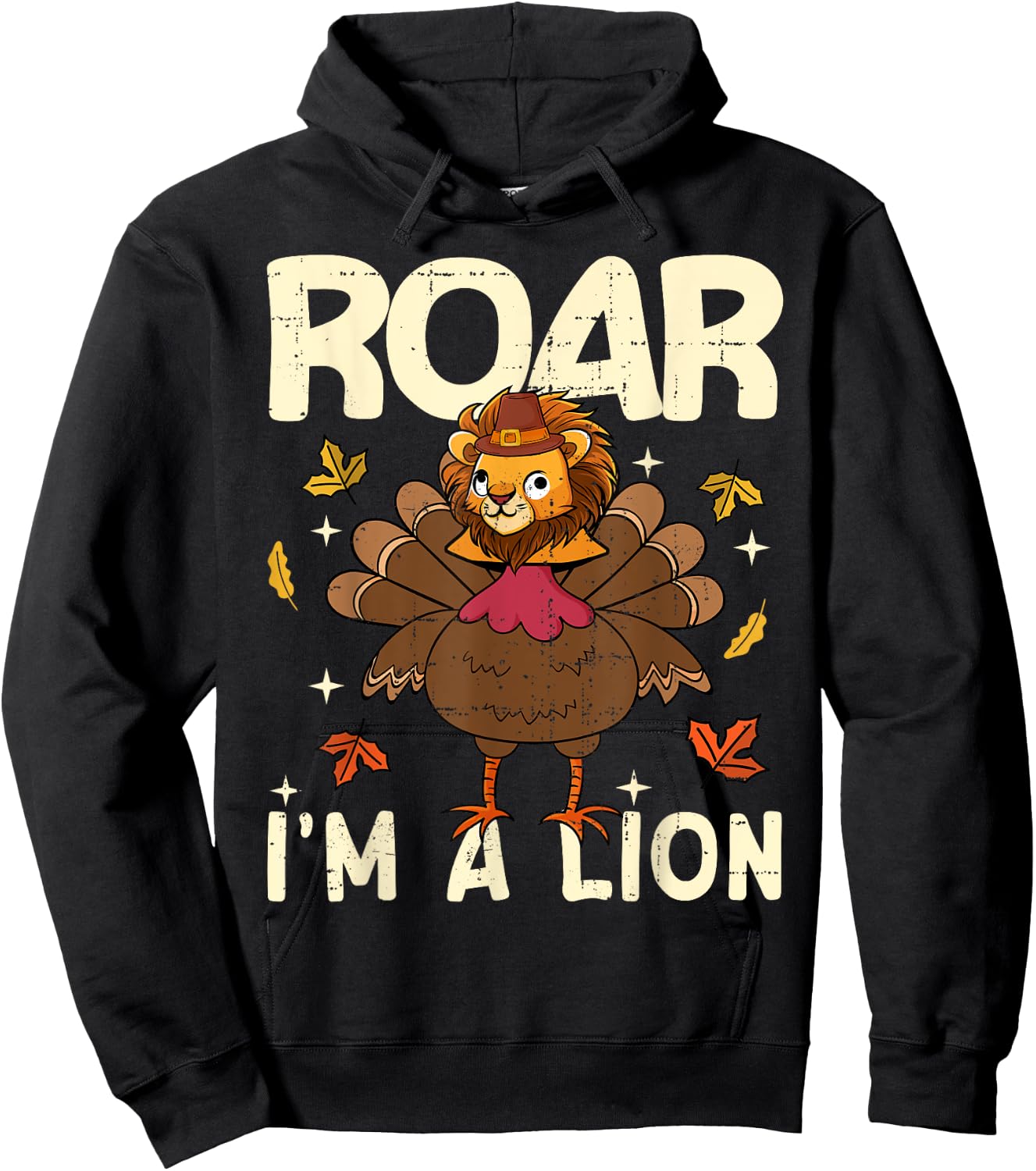 Thanksgiving Fake Lion Thanksgiving Turkey Lion Funny Hoodie - Hoodie | Black