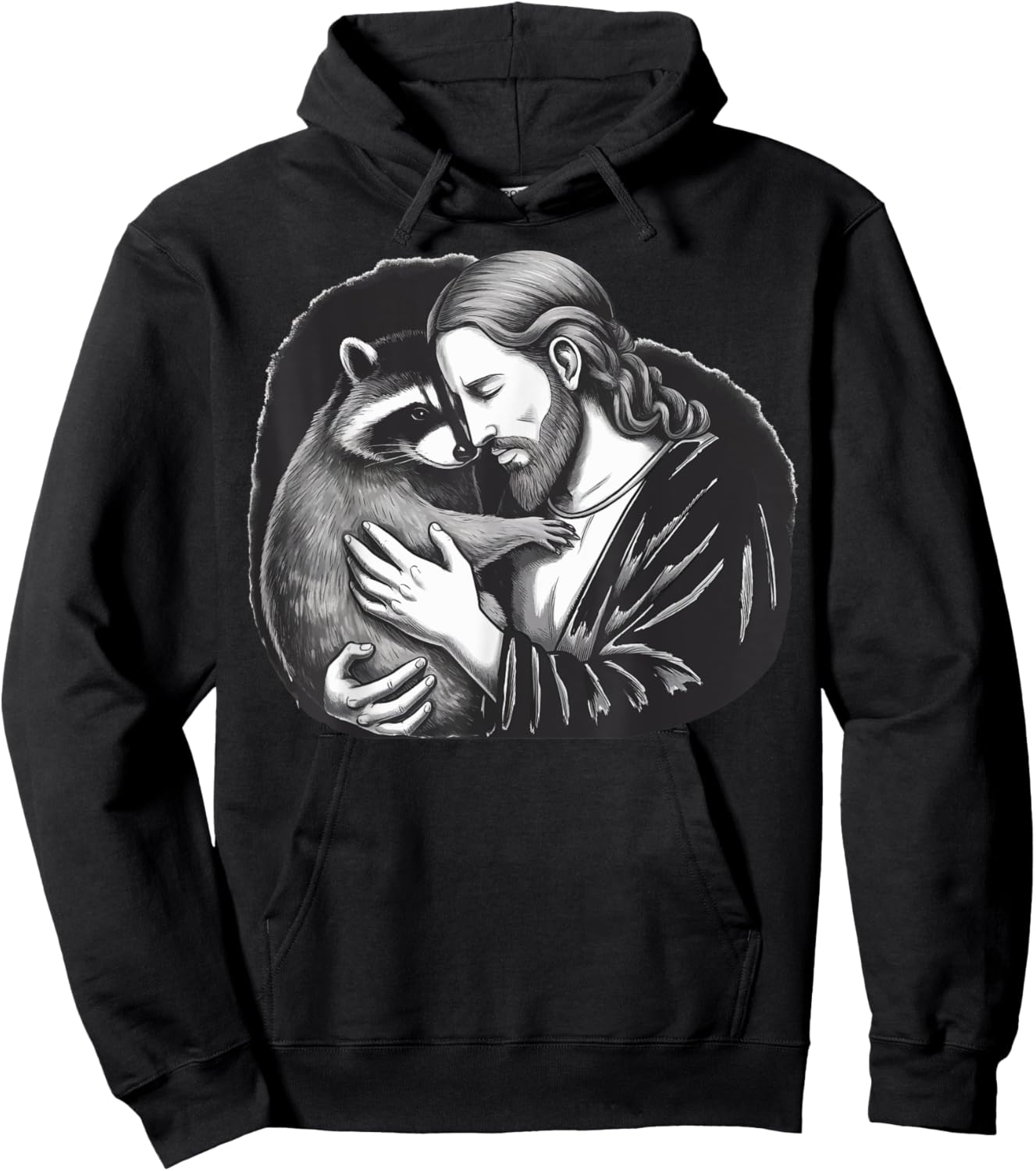 Jesus Hugging Raccoon Hoodie - Hoodie | Black