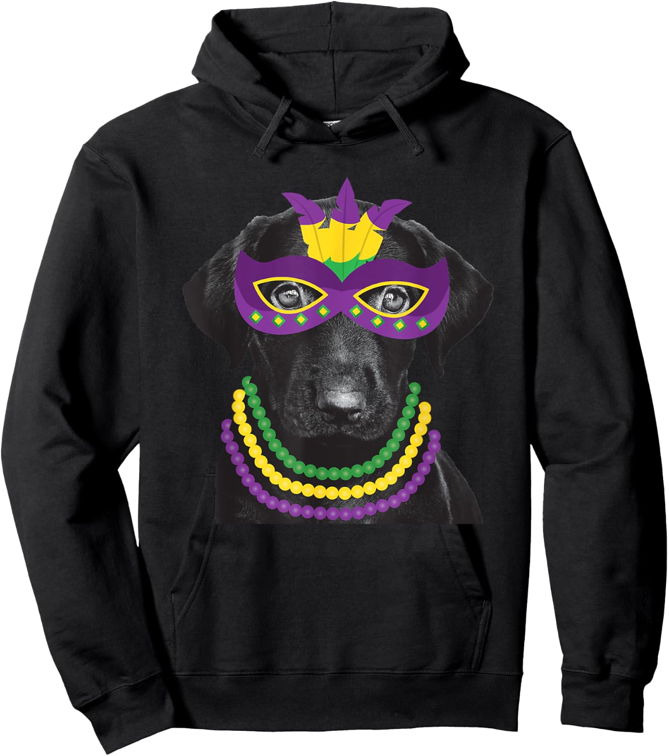 Labrador Retriever Mardi Gras Dog Beads Costume Women Girls Kids Hoodie - Hoodie | Black