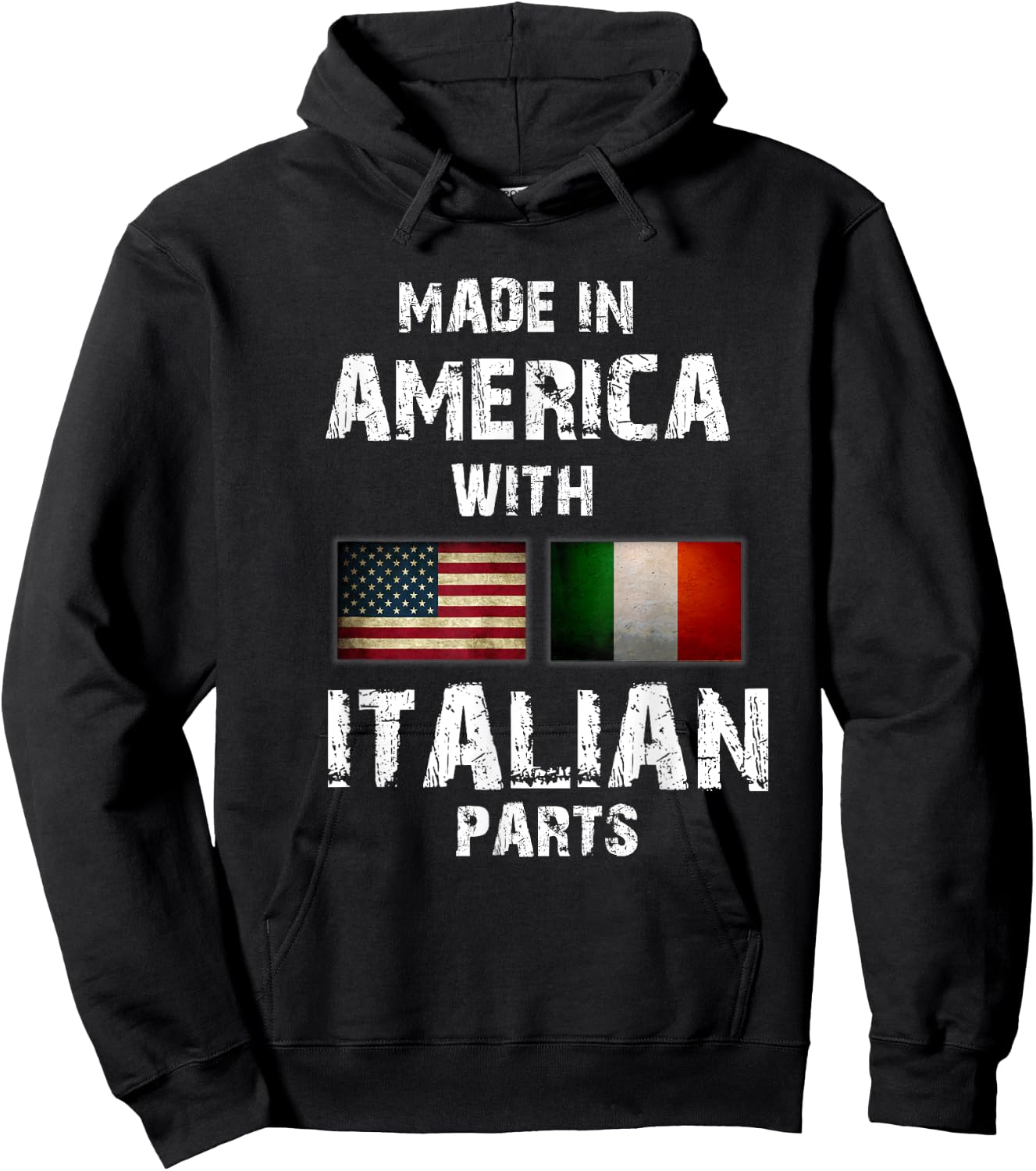 Made in America with Italian Parts Funny Gift Italy Flag Hoodie - Hoodie | Black