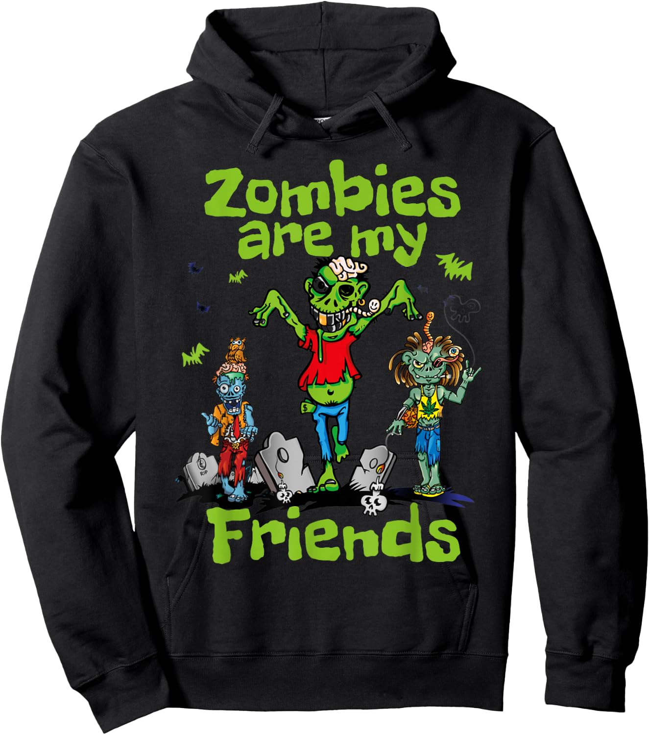 Zombies Are My Friends Spooky Undead Halloween BFF Hoodie - Hoodie | Black