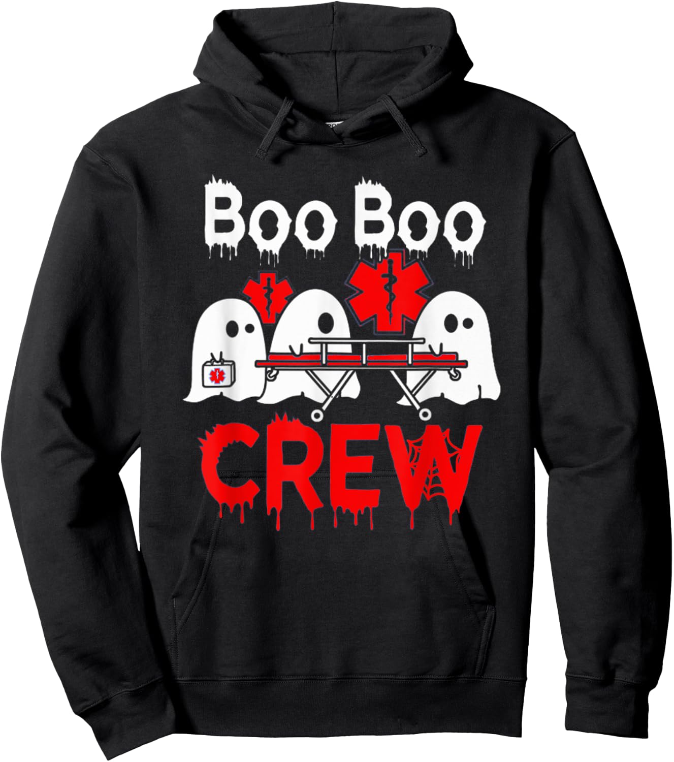 Ghost Boo Boo Crew EMT Paramedic Nurse Halloween Hoodie - Hoodie | Black