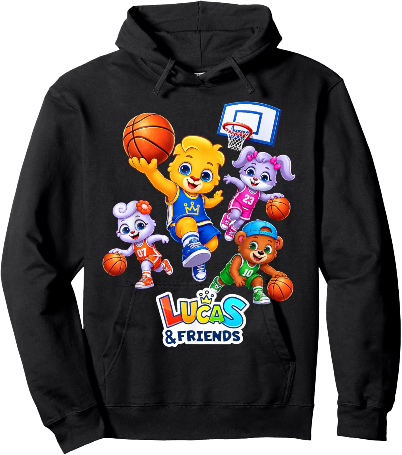 Lucas & Friends Kids Basketball Team Characters Sports Hoodie - Hoodie | Black