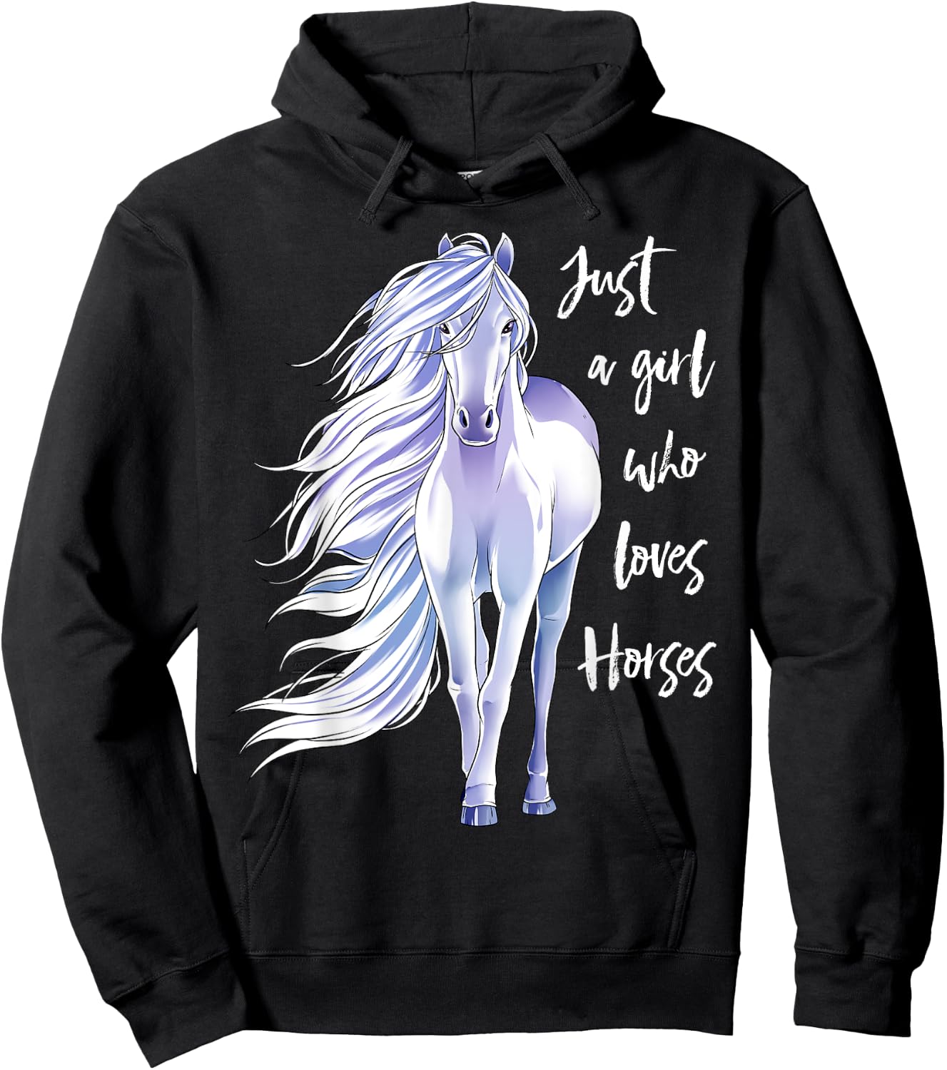 Horse Just A Girl Who Loves Horseback Riding Equestrian Farm Hoodie - Hoodie | Black