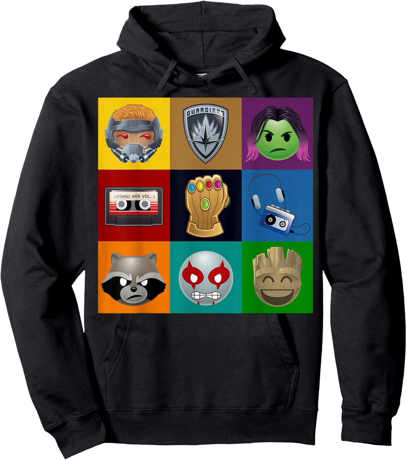 Marvel Guardians of The Galaxy Emoticon Graphic Small Hoodie - Hoodie | Black