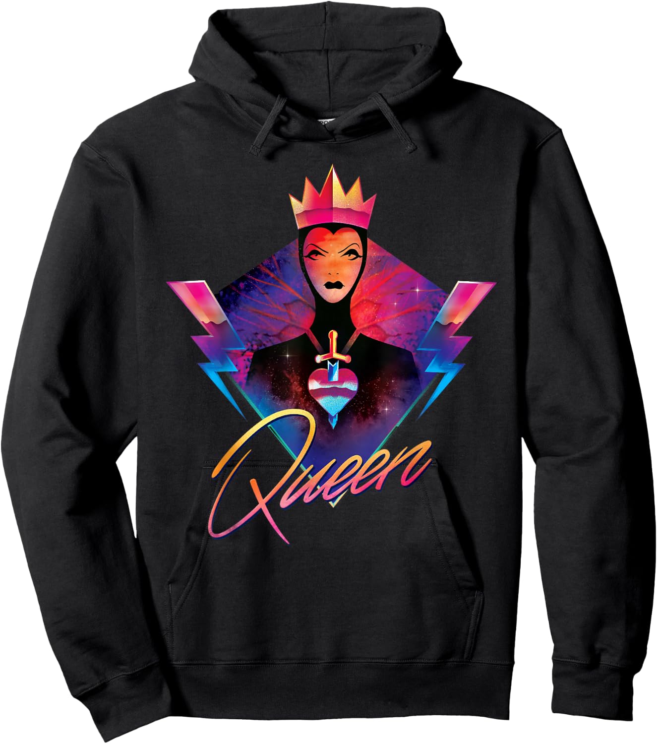 Disney Villains Evil Queen Neon 90s Rock Band Hoodie - Hoodie | Black