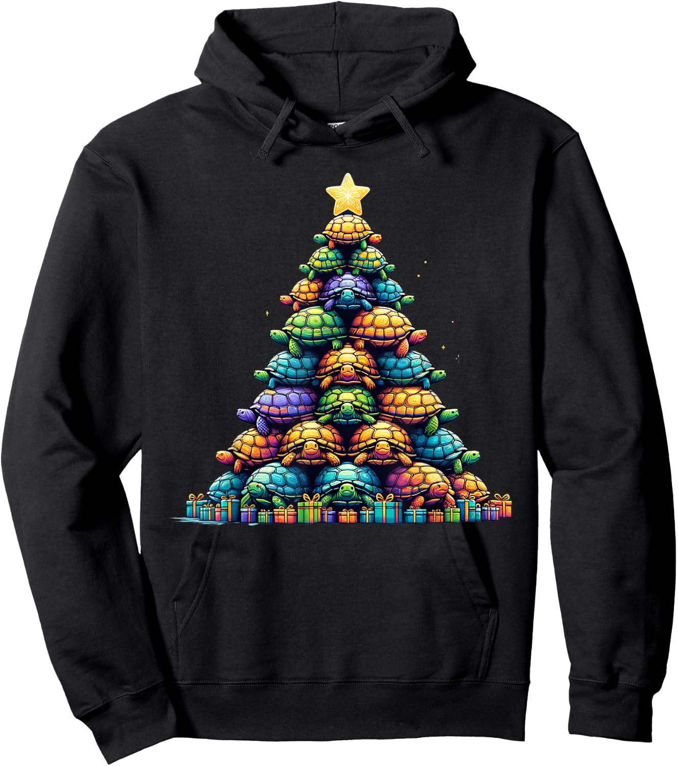 Turtle Tree Christmas Tree Adorable Turtle Christmas Tree Hoodie - Hoodie | Black