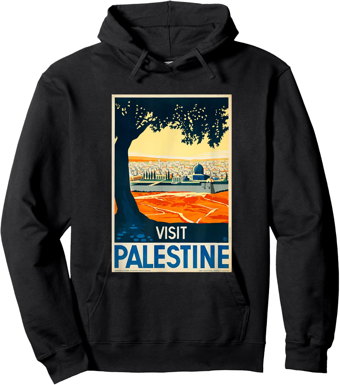 Visit Palestine Vintage Middle East Poster Hoodie - Hoodie | Black