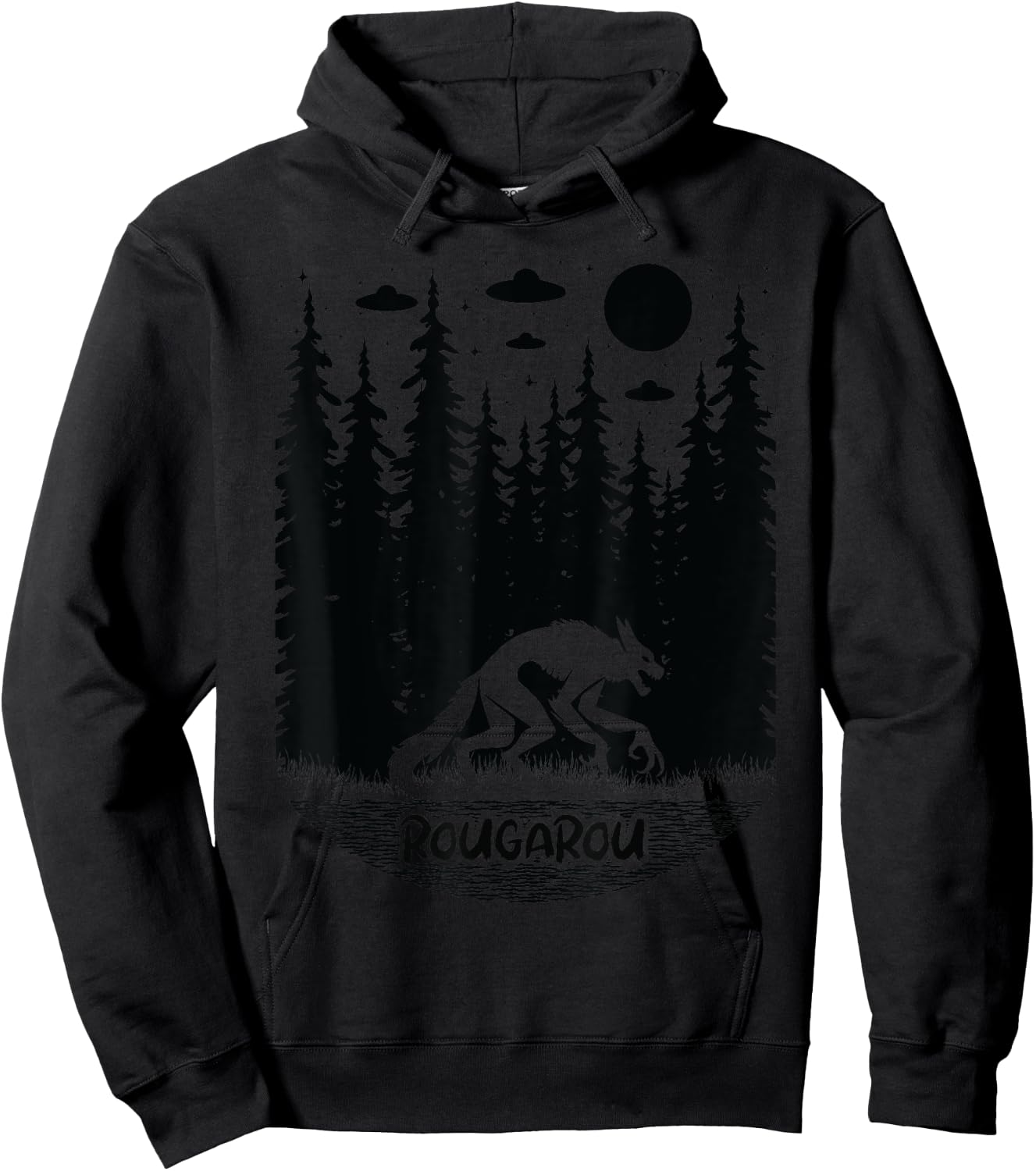 Funny Cryptid Rougarou Ufos Folklore Creature Cryptozoology Hoodie - Hoodie | Black