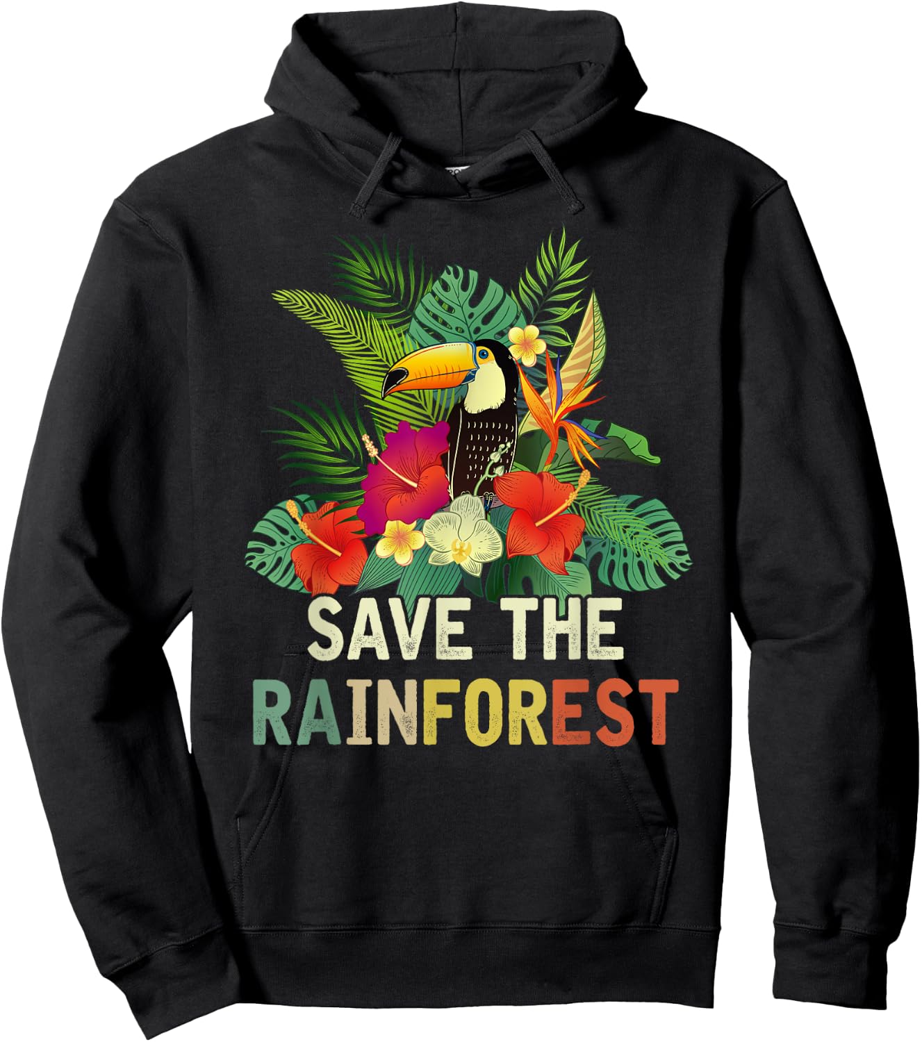 Retro Style Save The Rainforest Earth Day Gift Hoodie - Hoodie | Black