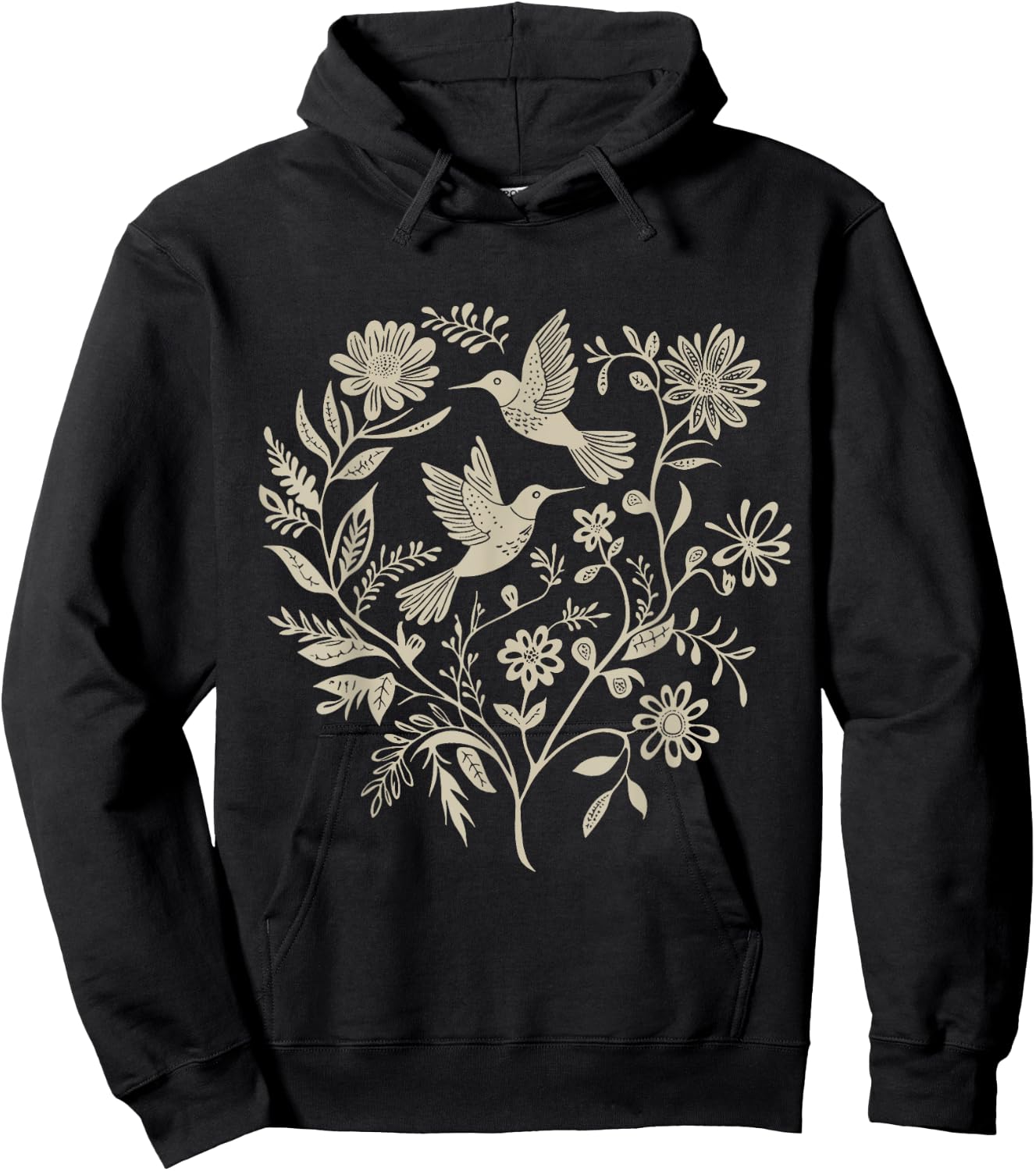 Cottagecore Birds and Flowers Hoodie - Hoodie | Black