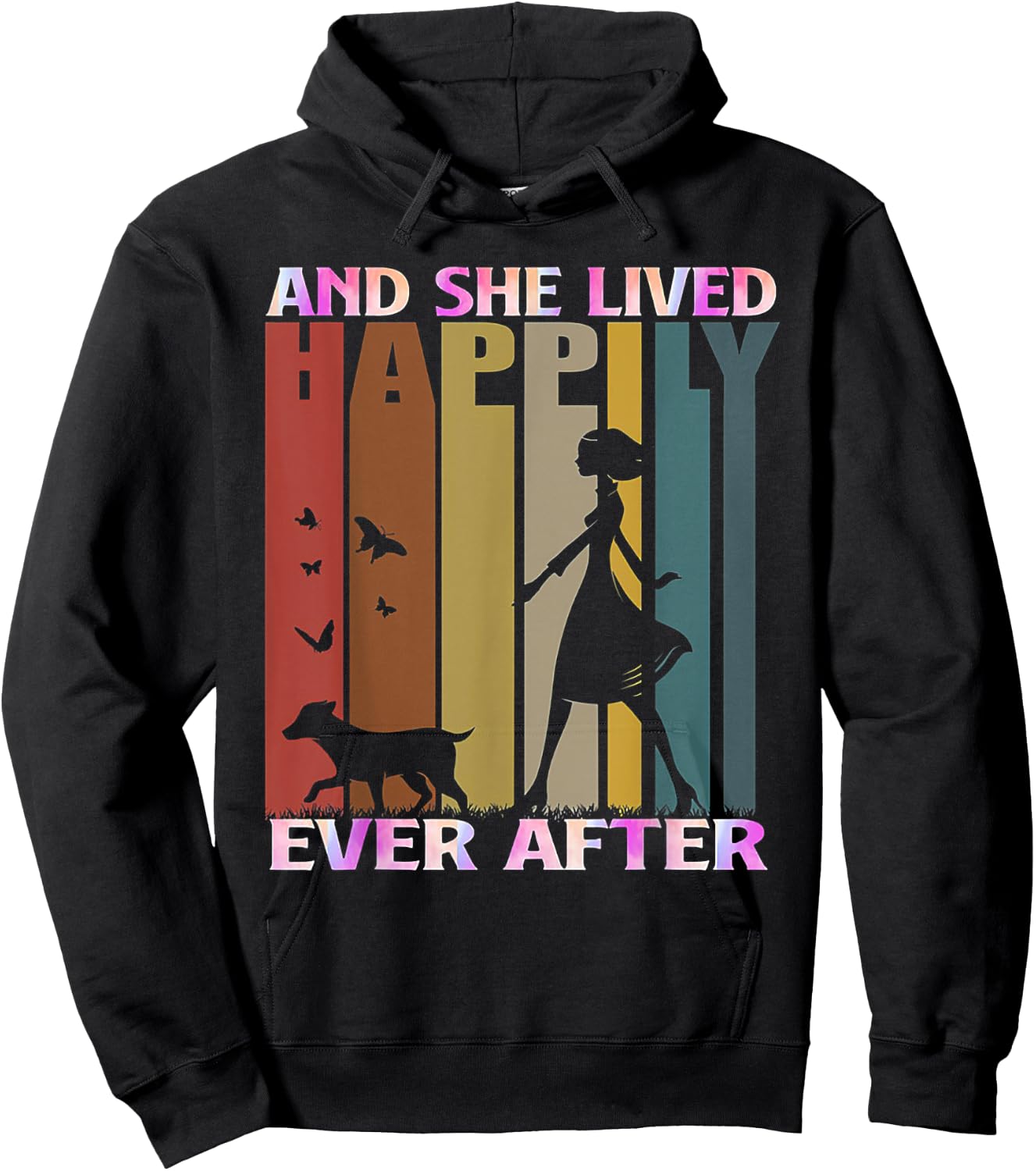 And She Lived Happily Ever After Vintage Dog Lover Gift Women Hoodie - Hoodie | Black