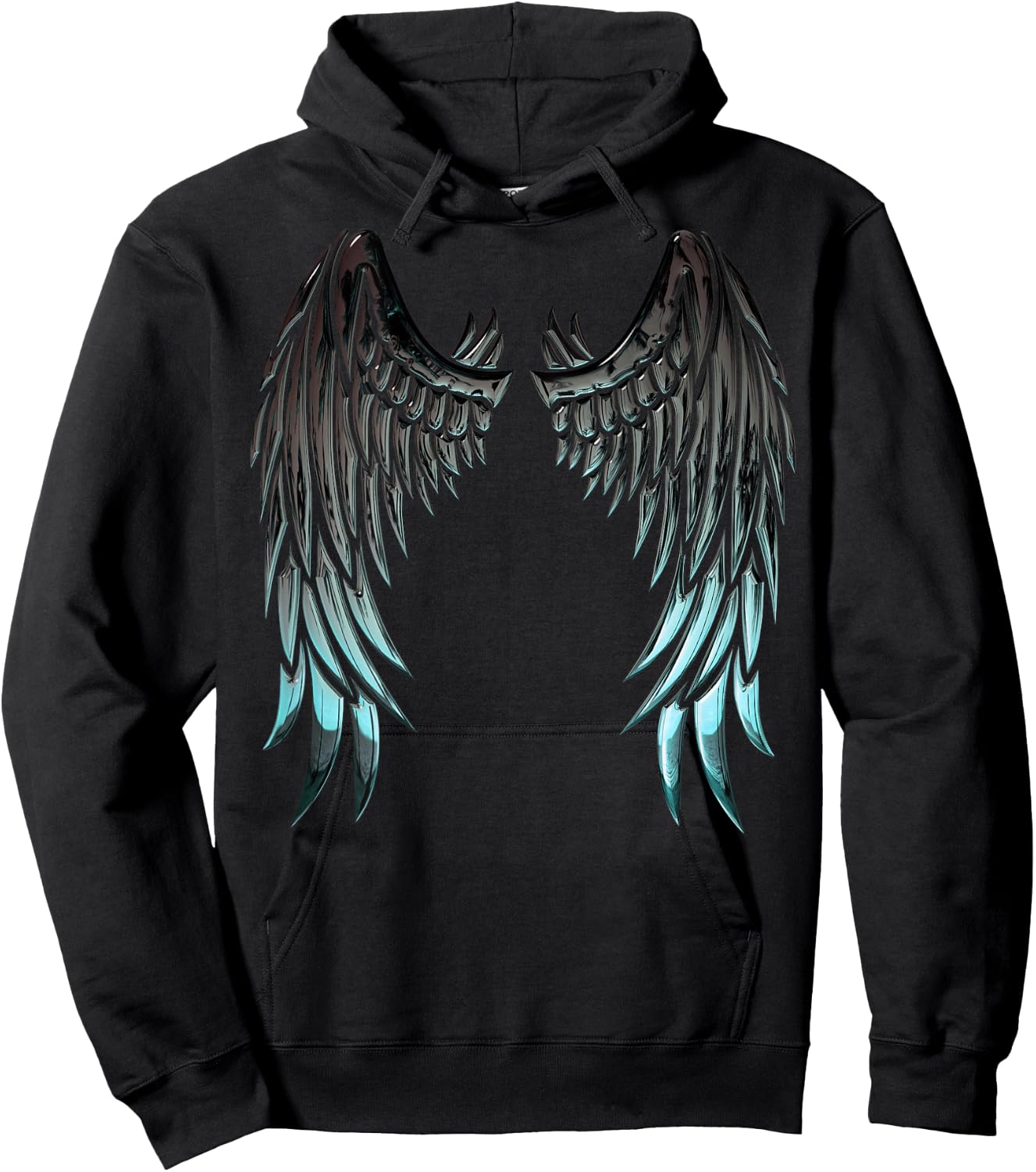 Angel Wings Back Print Hoodie - Hoodie | Black
