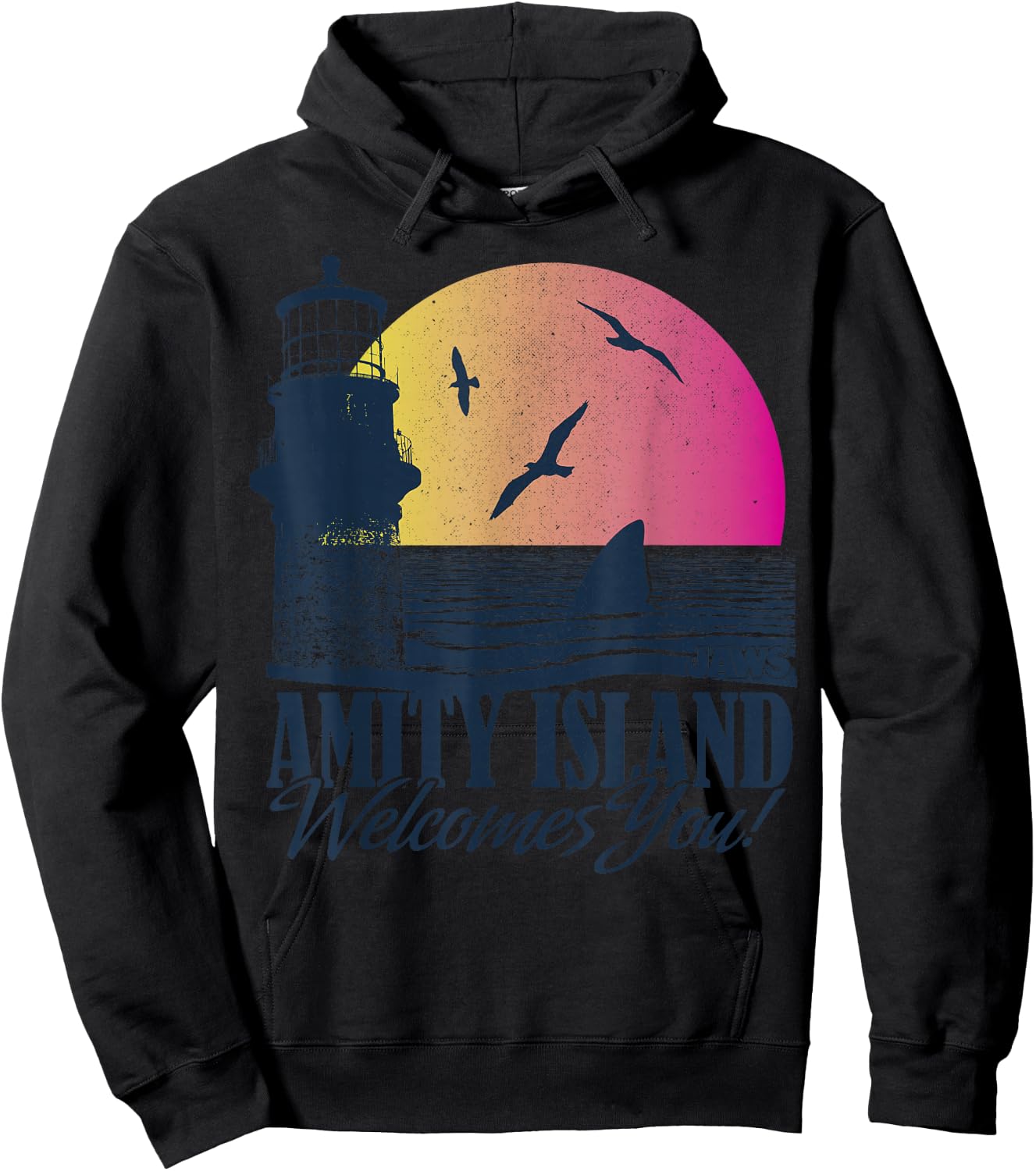 Jaws Amity Island Welcomes You Sunset Hoodie - Hoodie | Black
