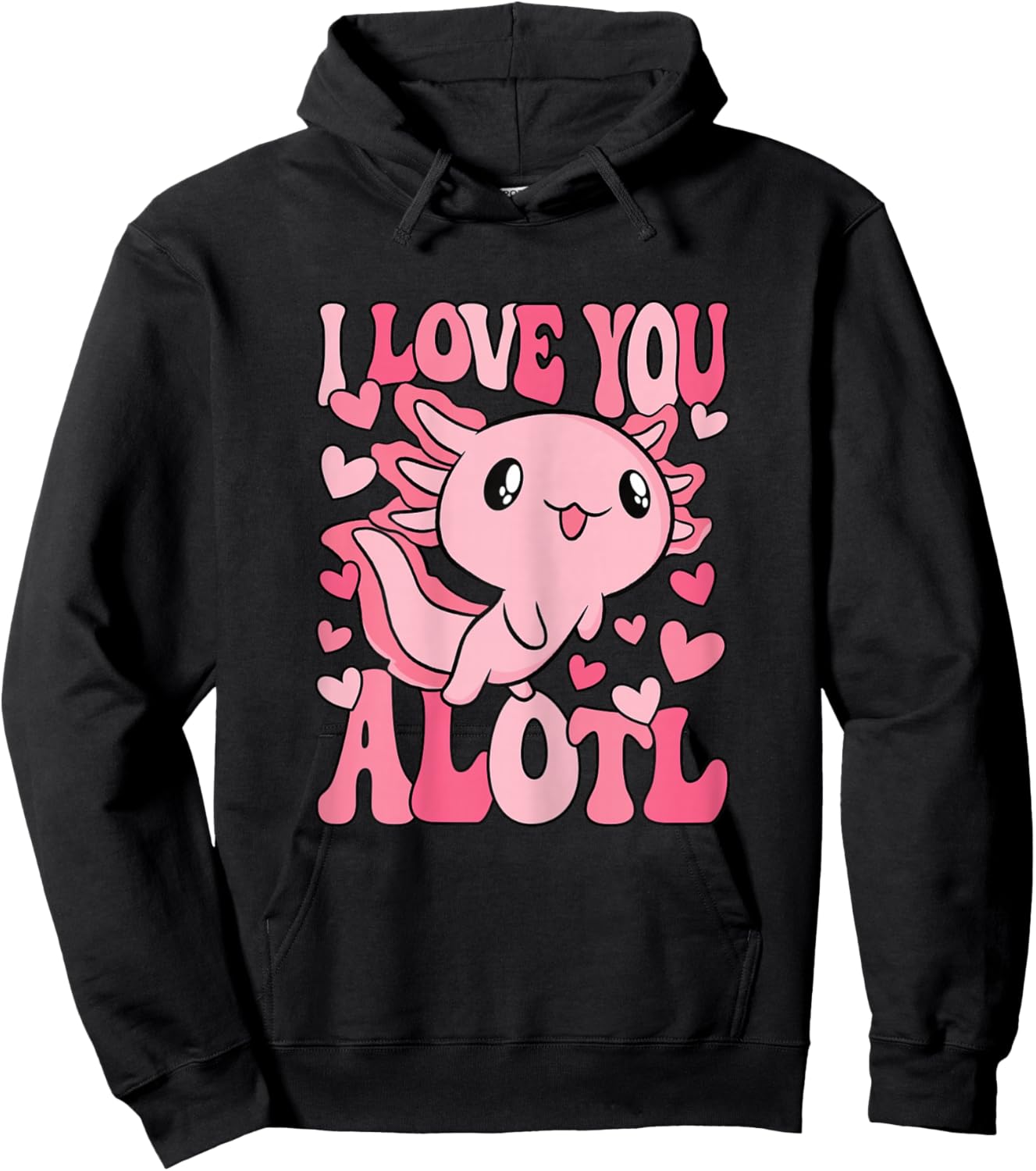 Cute Axolotl Valentines Day Valentine Women Girls Kids Hoodie - Hoodie | Black